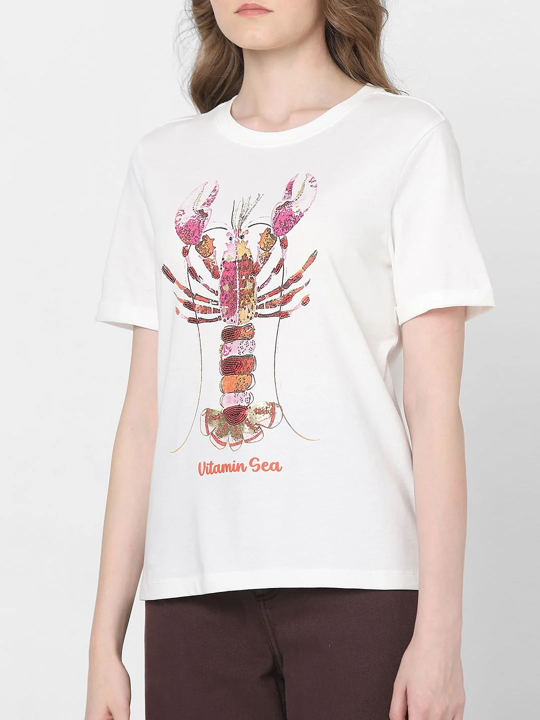White Lobster Print T-Shirt - Image 6