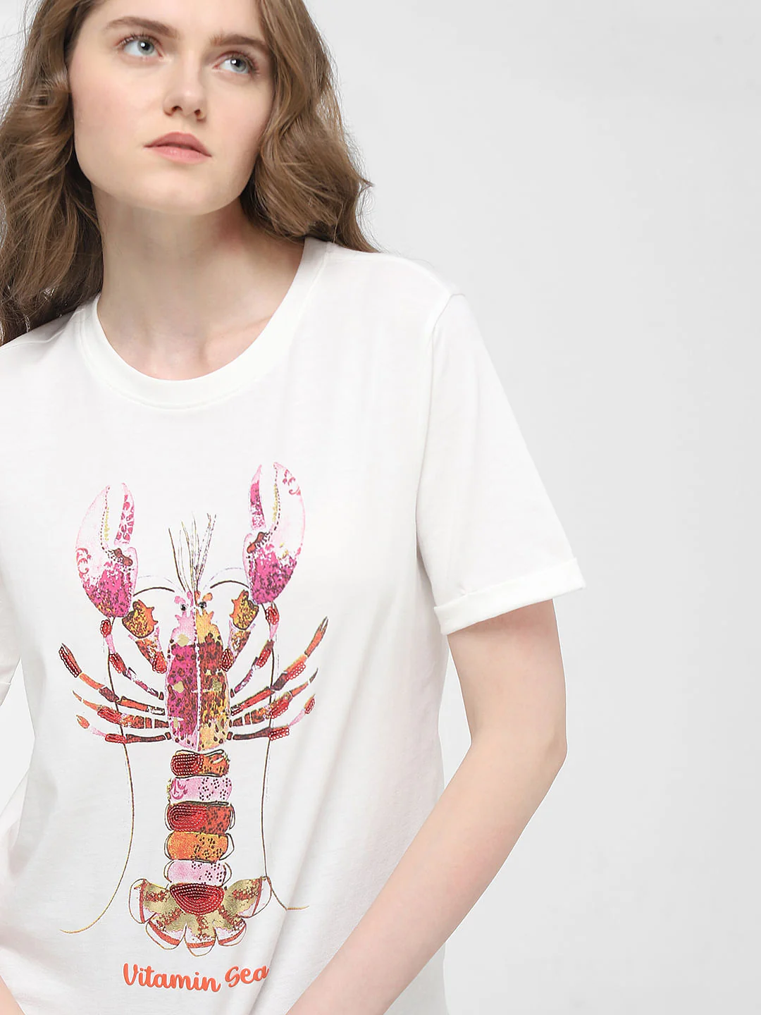 White Lobster Print T-Shirt - Image 8