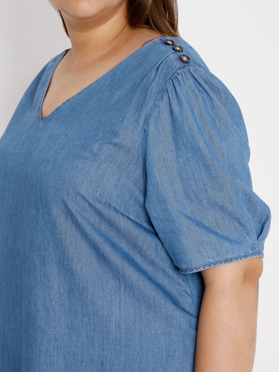 Curve Blue Denim Shift Dress - Image 5