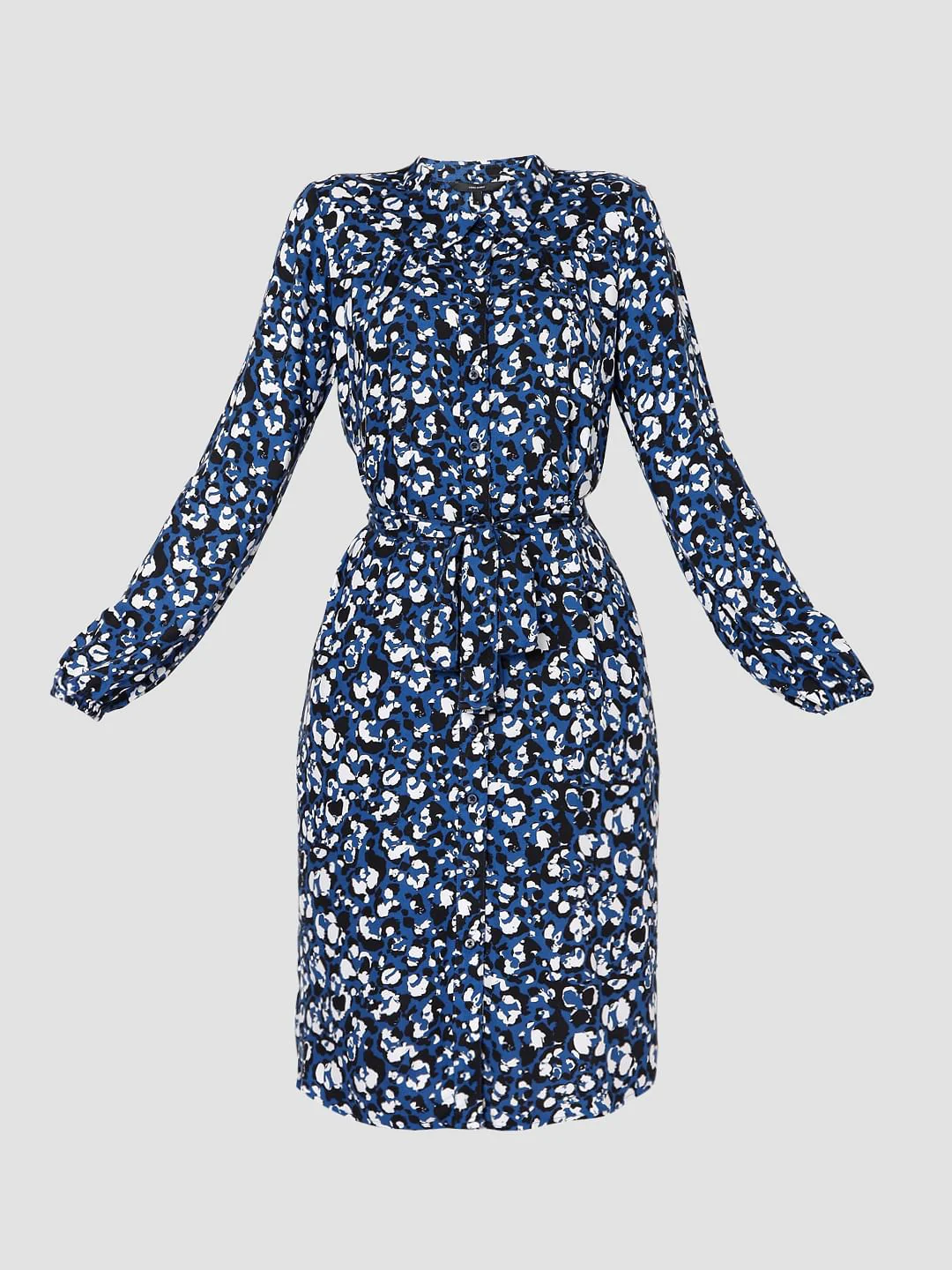 Blue Abstract Print Shirt Dress - Image 6