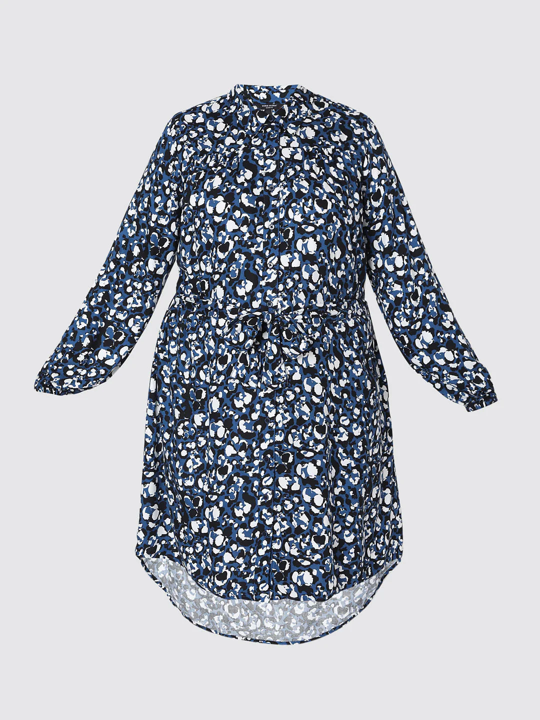 Curve Blue Abstract Print Shirt Dress - Image 6