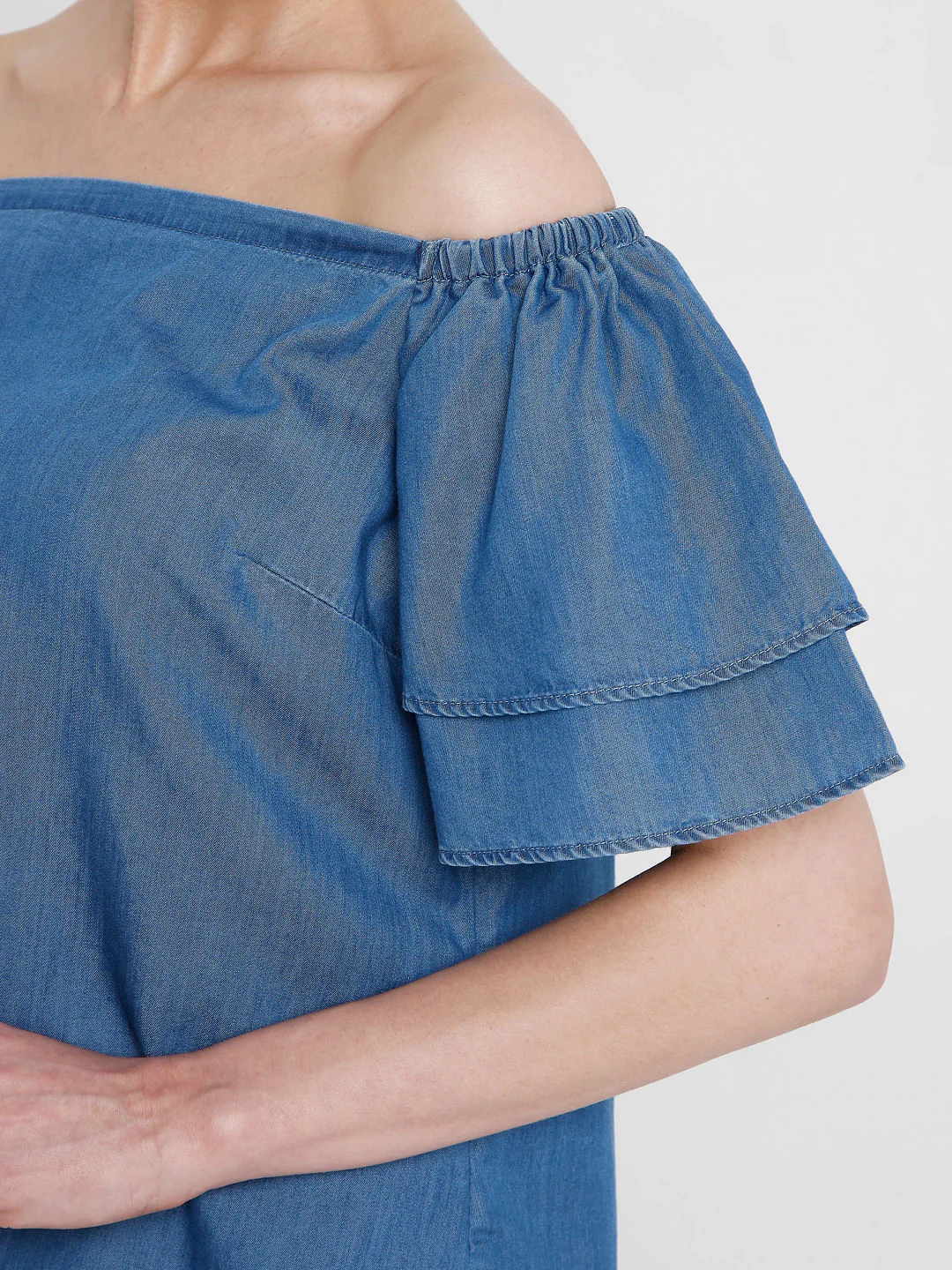 Blue Denim Off Shoulder Top - Image 6