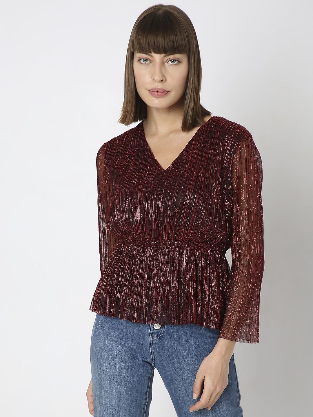 Red Textured Lurex Top - Image 2