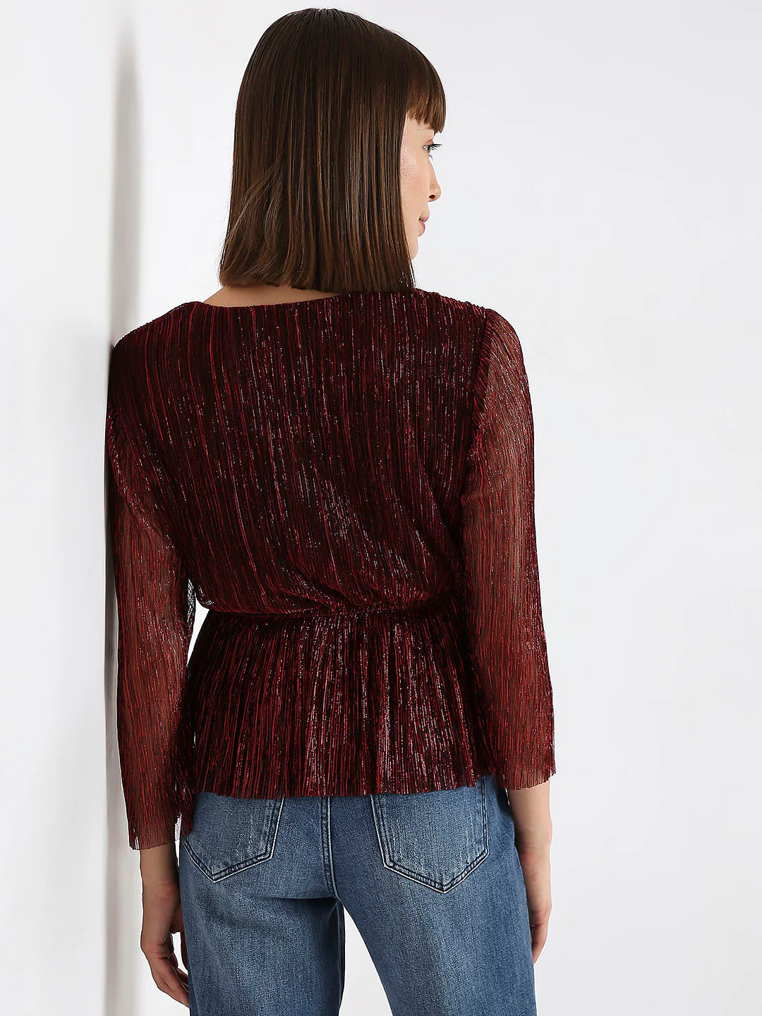 Red Textured Lurex Top - Image 4