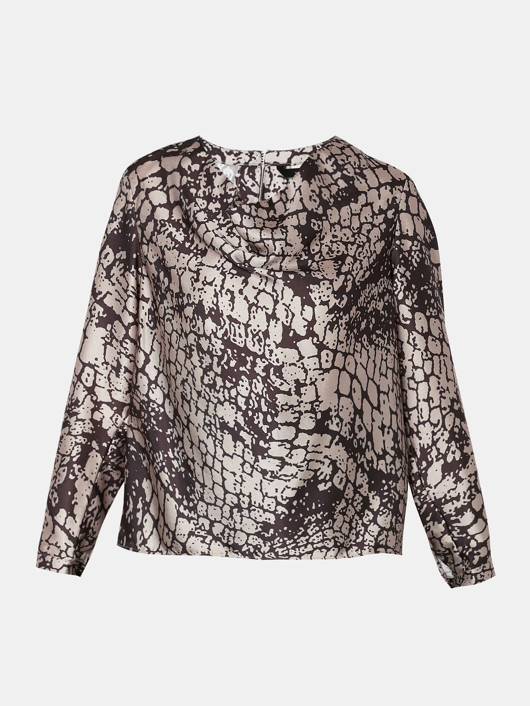 Brown Printed Cowl Neck Top - Image 7