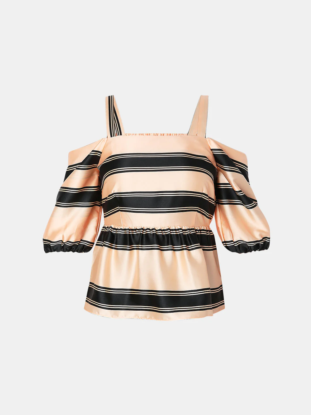 Peach Striped Cold-Shoulder Top - Image 7