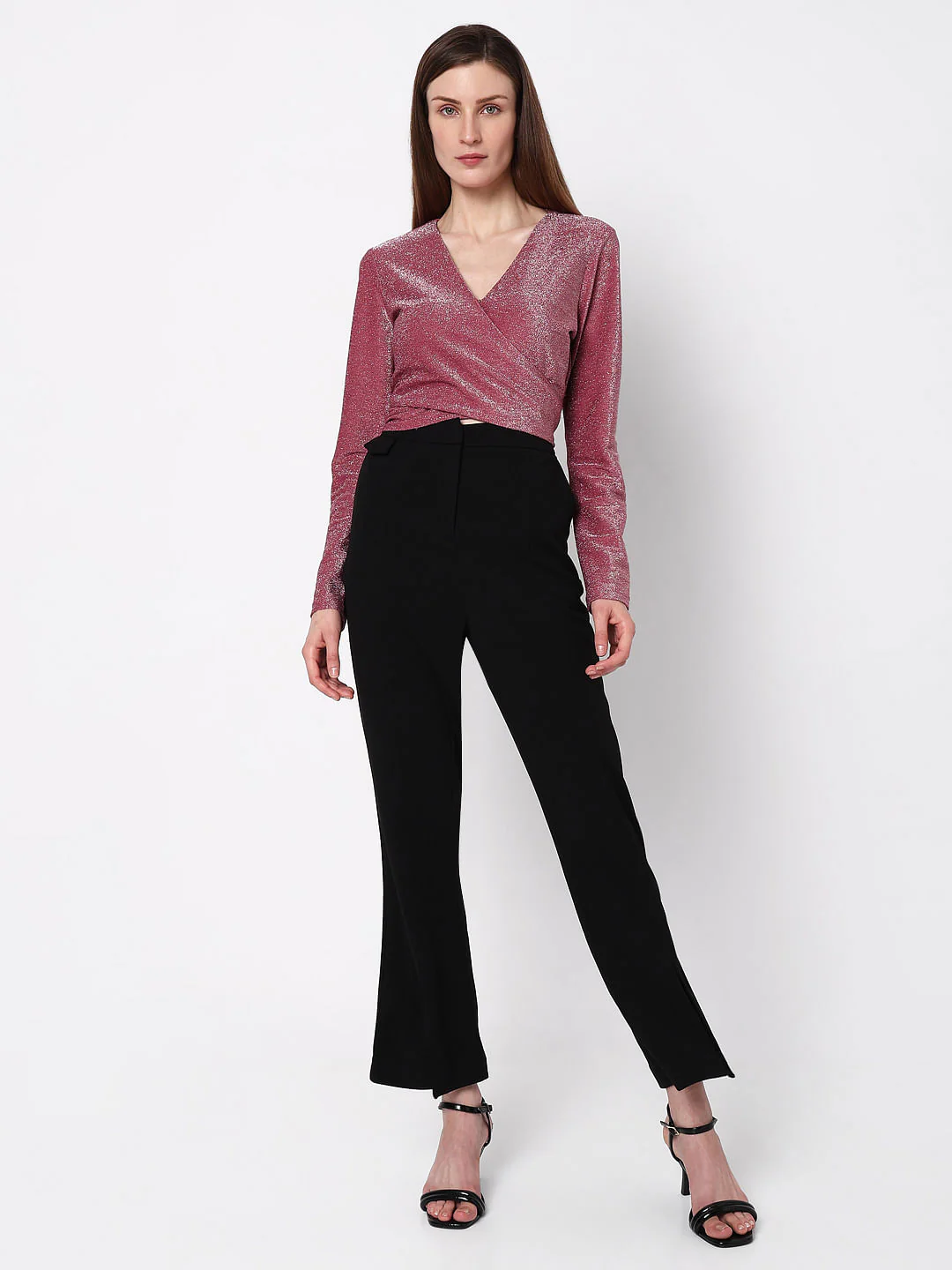 Pink Lurex Knit Wrap Top - Image 5