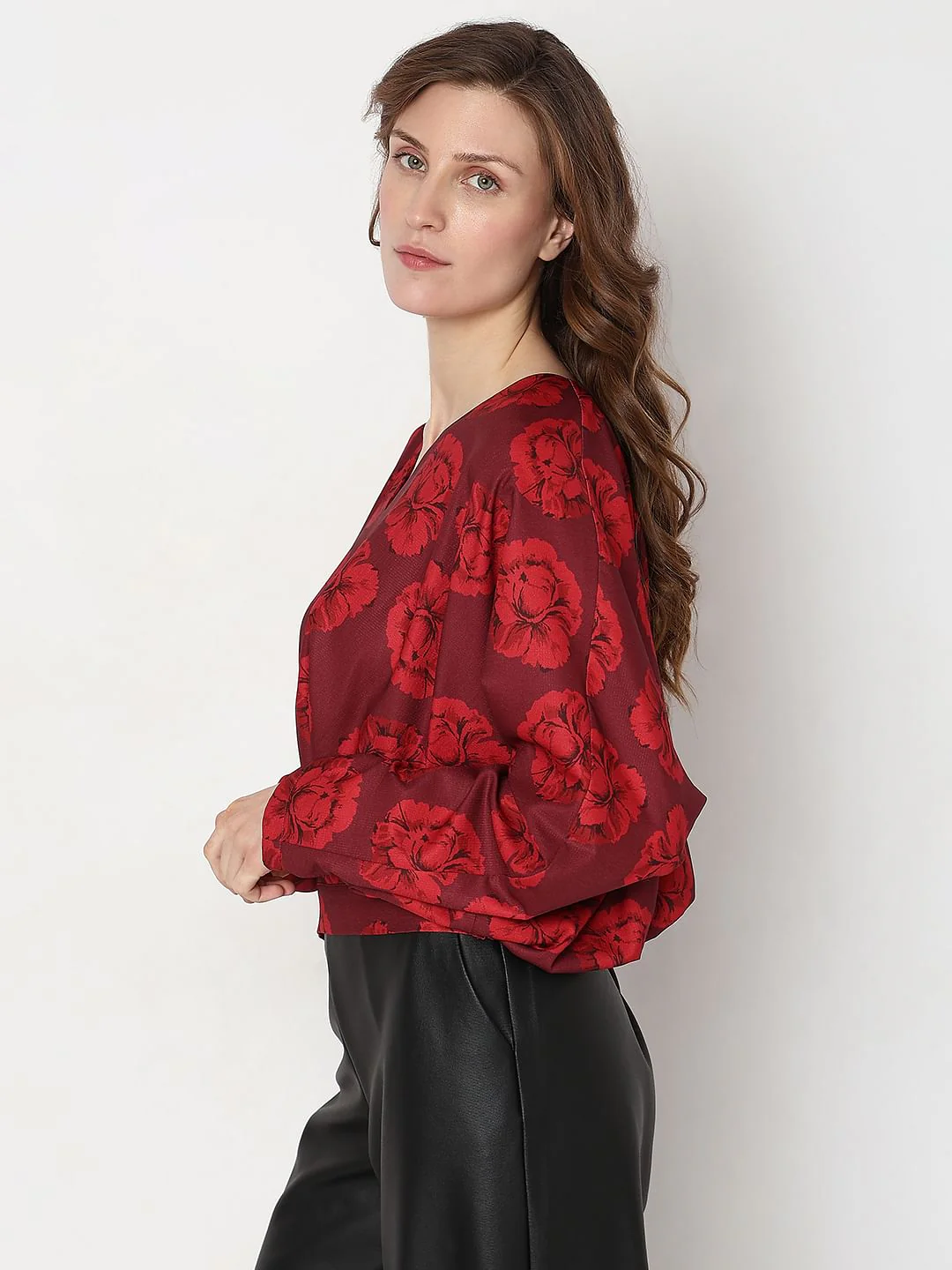 Red Floral Print Top - Image 3