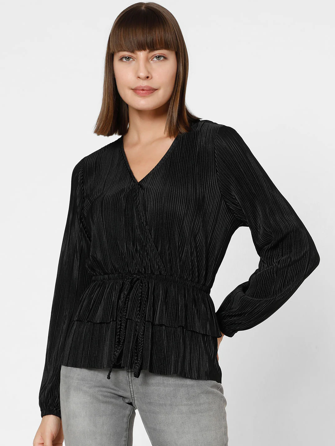 Black Front Wrap Co-Ord Set Top - Image 2