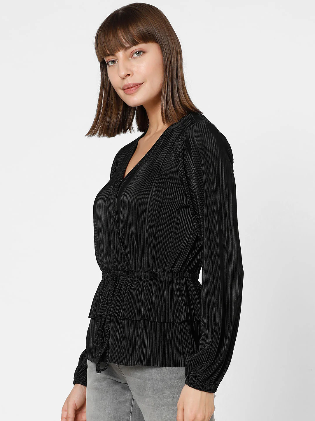 Black Front Wrap Co-Ord Set Top - Image 3