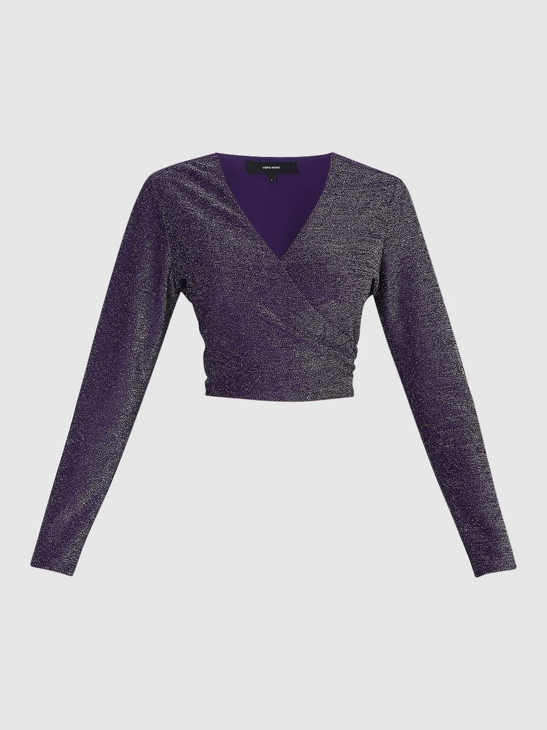 Purple Lurex Shimmer Wrap Top - Image 7