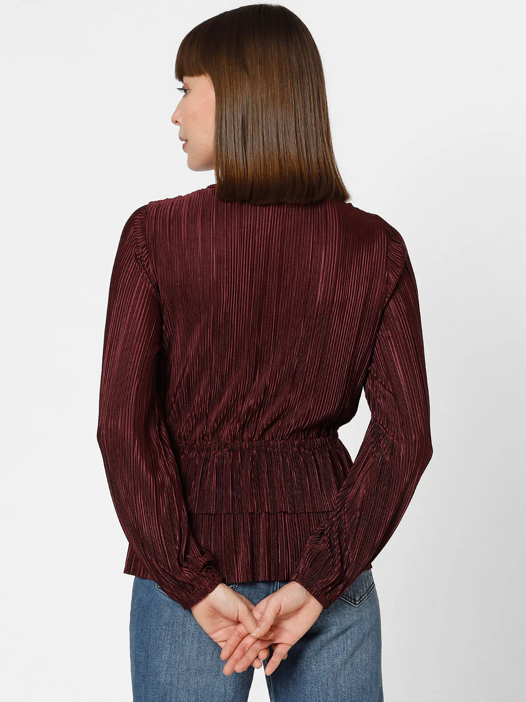 Wine Red Front Wrap Co-Ord Set Top - Image 4