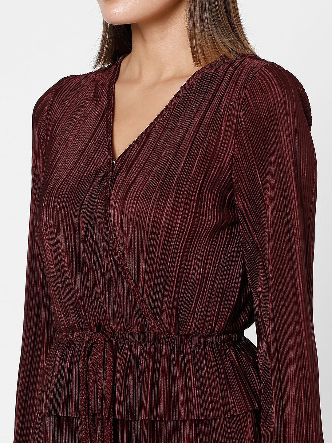 Wine Red Front Wrap Co-Ord Set Top - Image 8