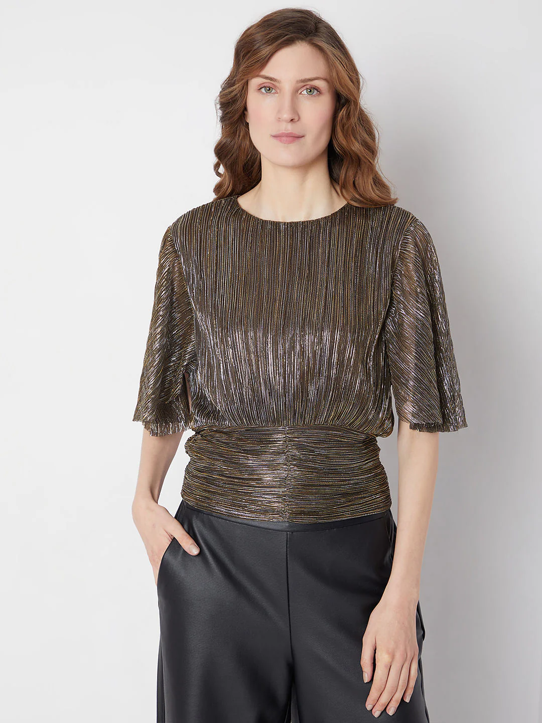 Brown Metallic Lurex Top - Image 2