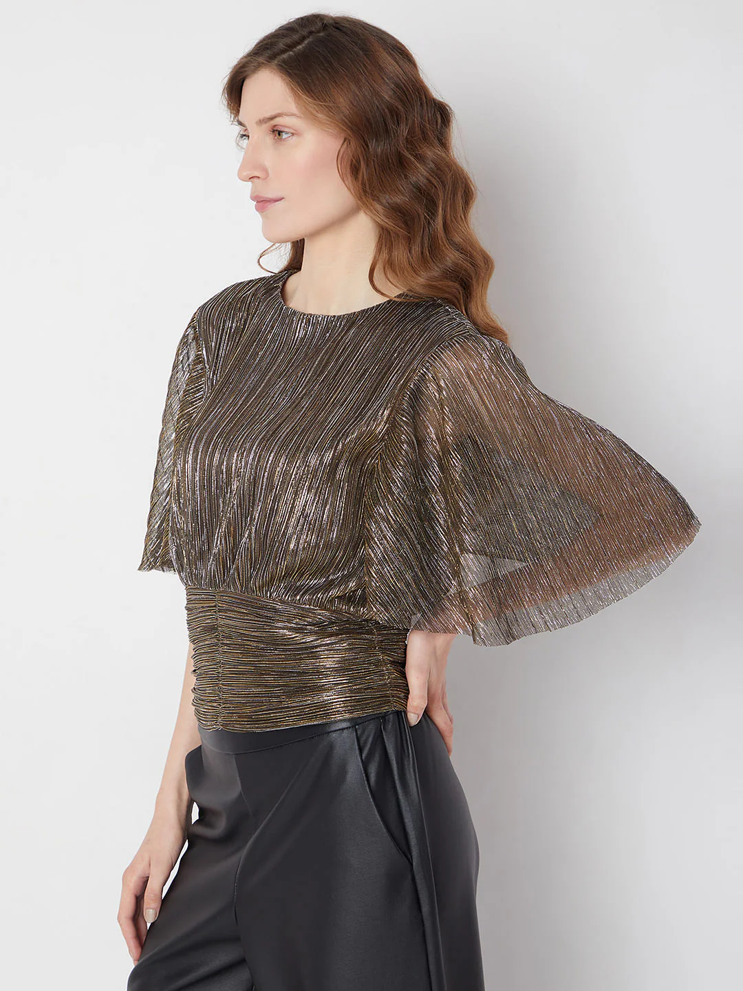 Brown Metallic Lurex Top - Image 3