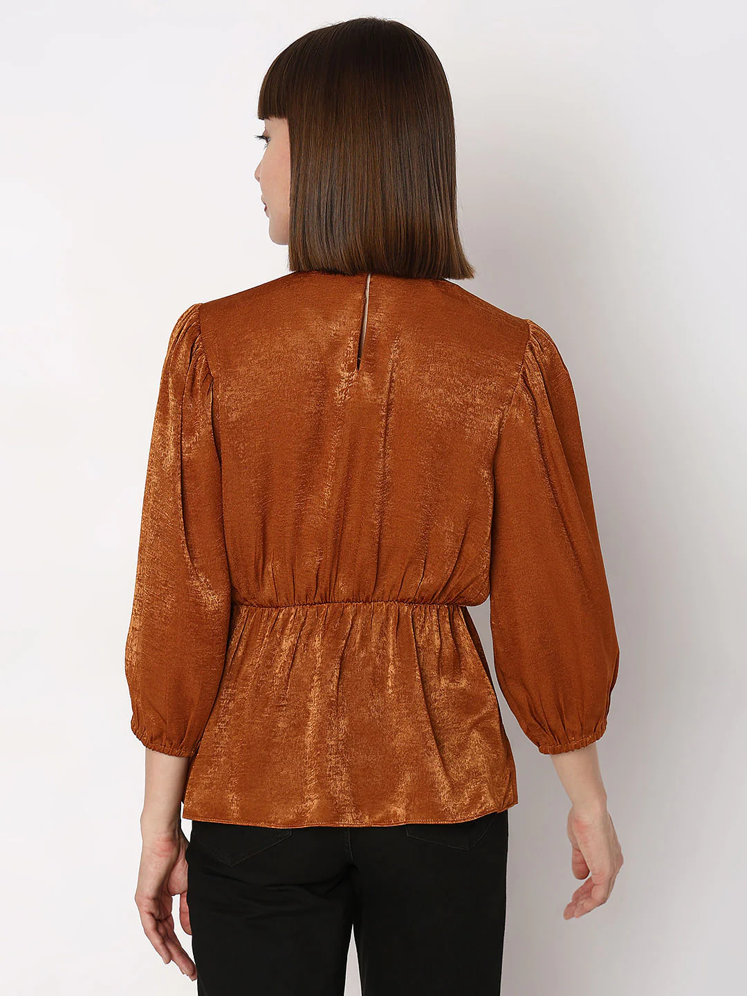 Copper Velvet Satin Wrap Top - Image 4