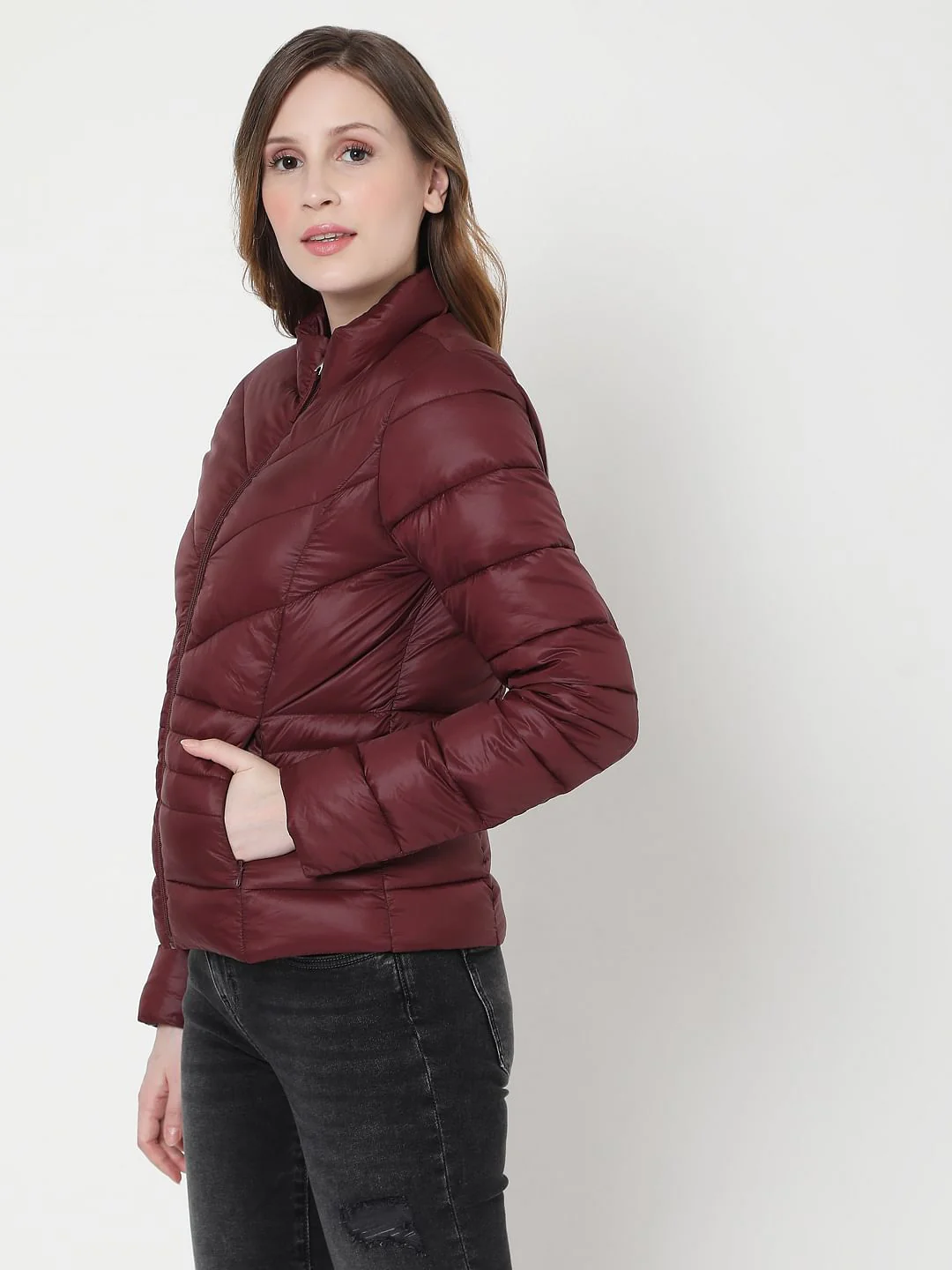 Maroon Puffer Winter Jacket - Image 3