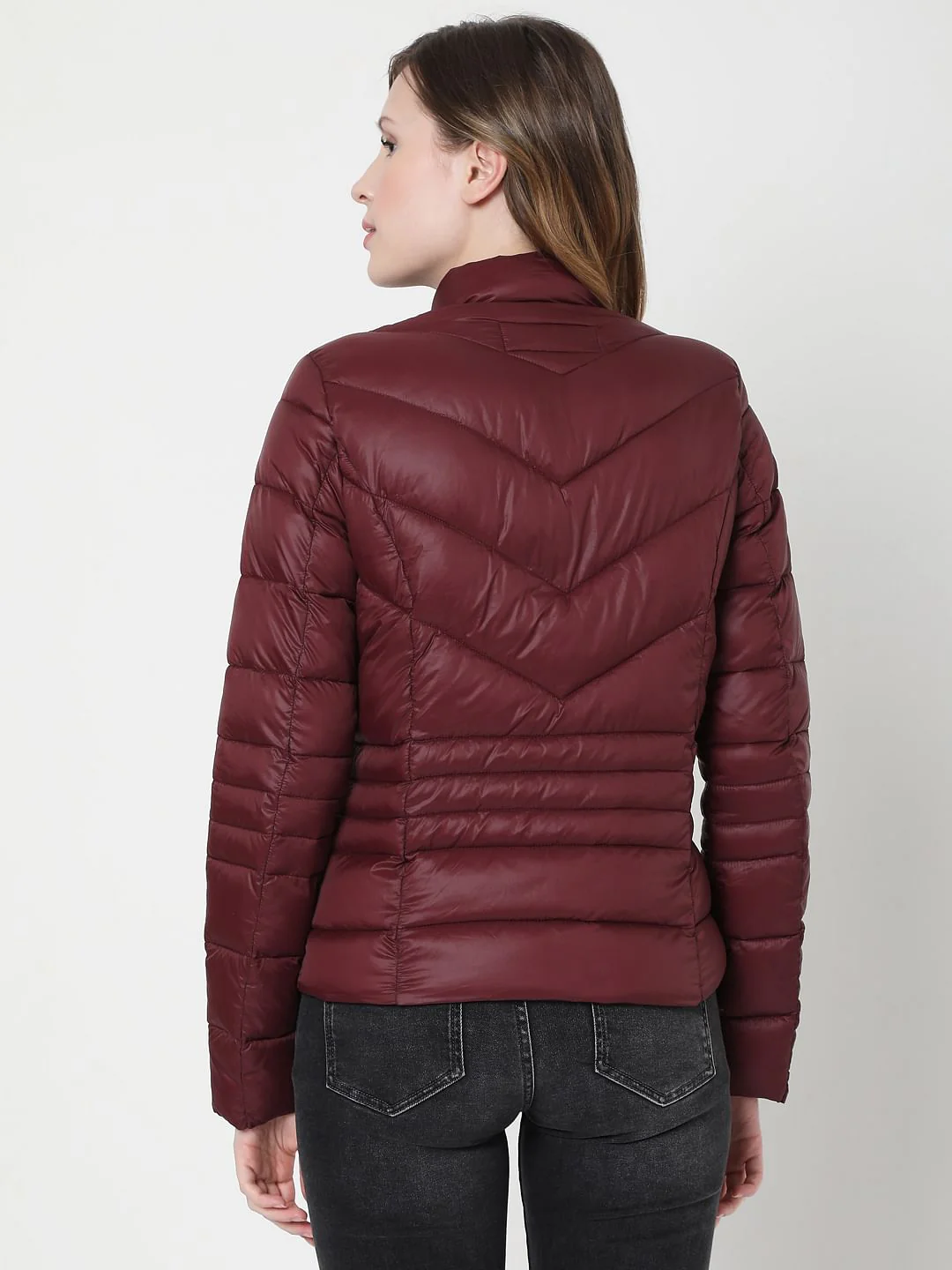 Maroon Puffer Winter Jacket - Image 4