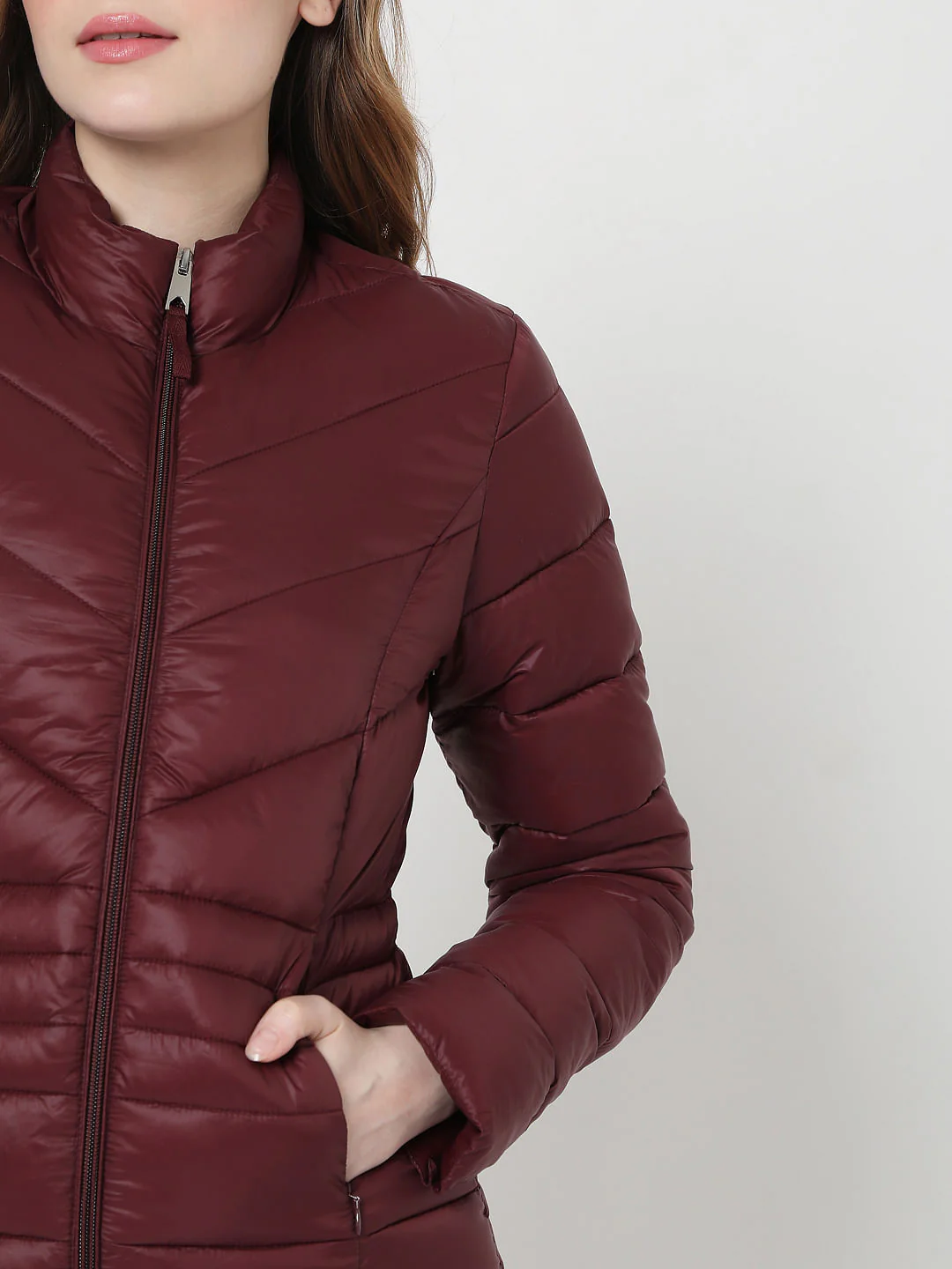 Maroon Puffer Winter Jacket - Image 6