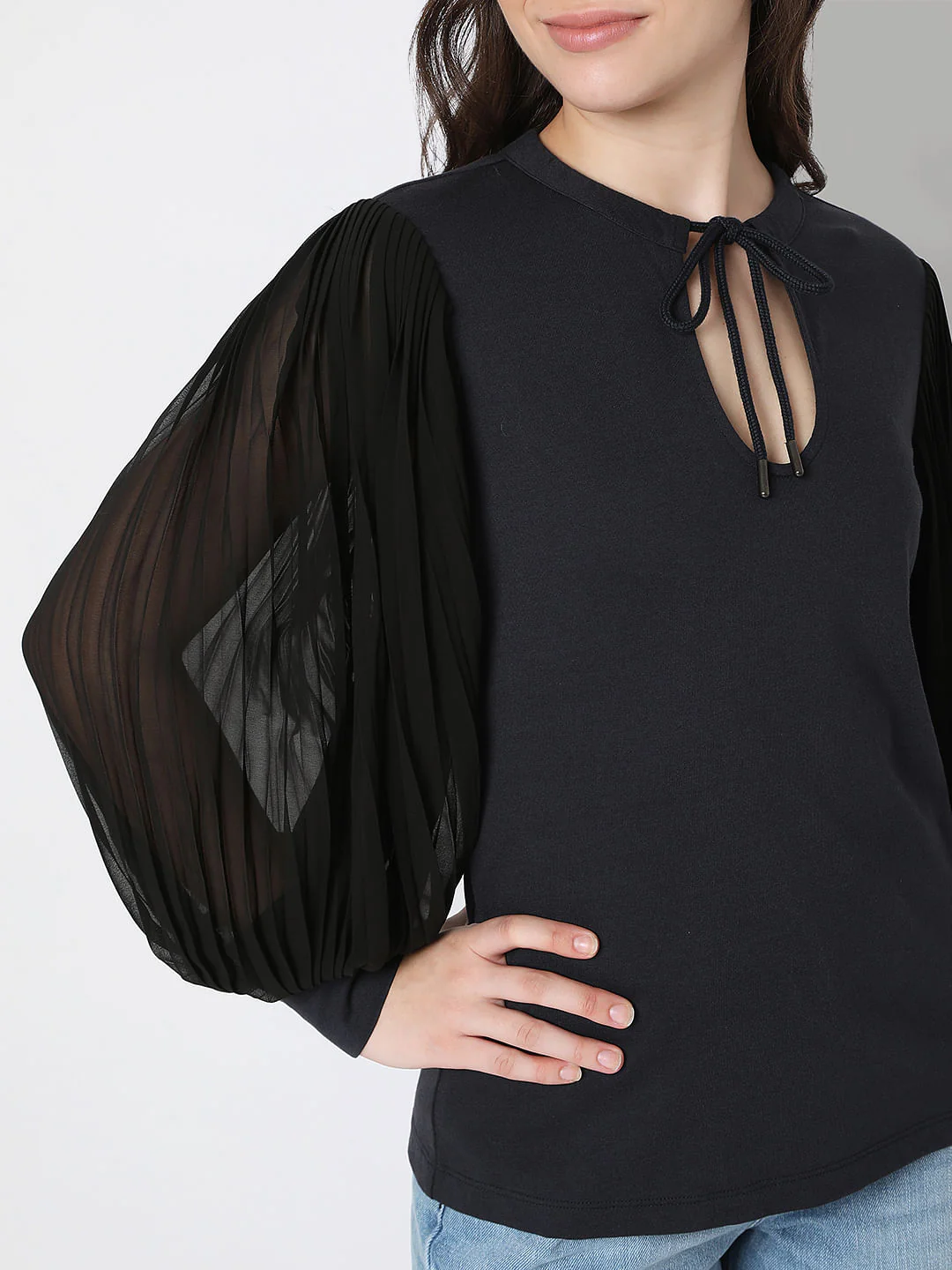 Black Puff Sleeves Top - Image 6