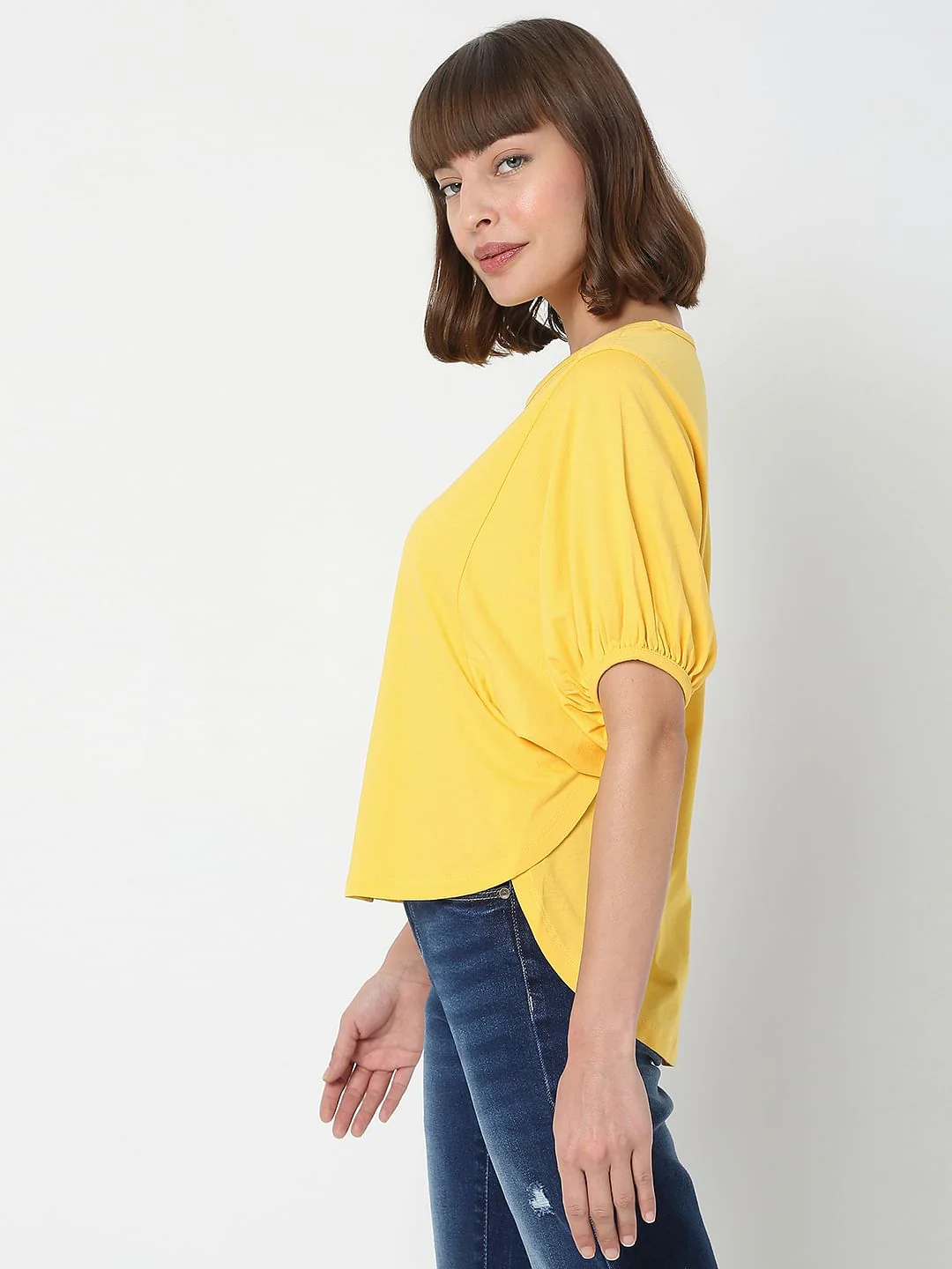 Yellow Puff Sleeves Top - Image 3