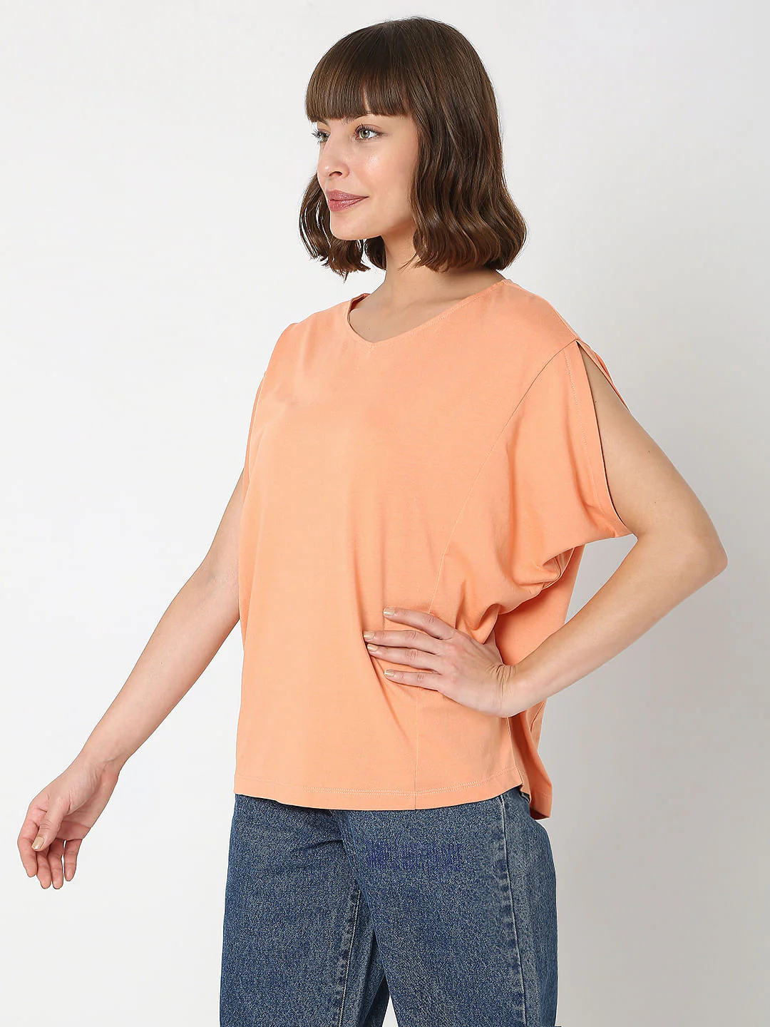 Peach V-Neck Top - Image 3