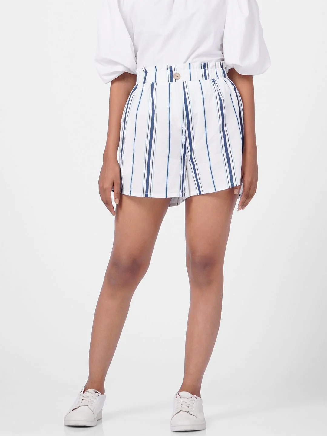 White Striped Shorts