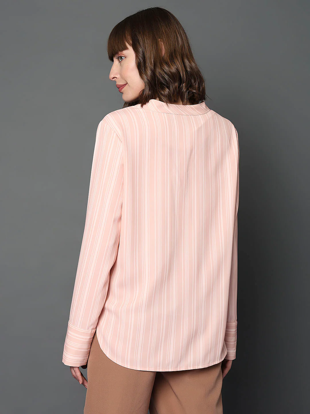 Pink Striped V-Neck Top - Image 4