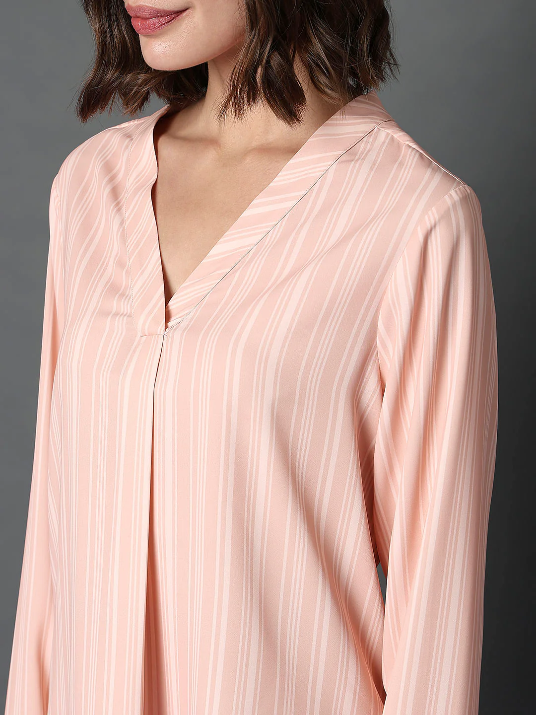 Pink Striped V-Neck Top - Image 8