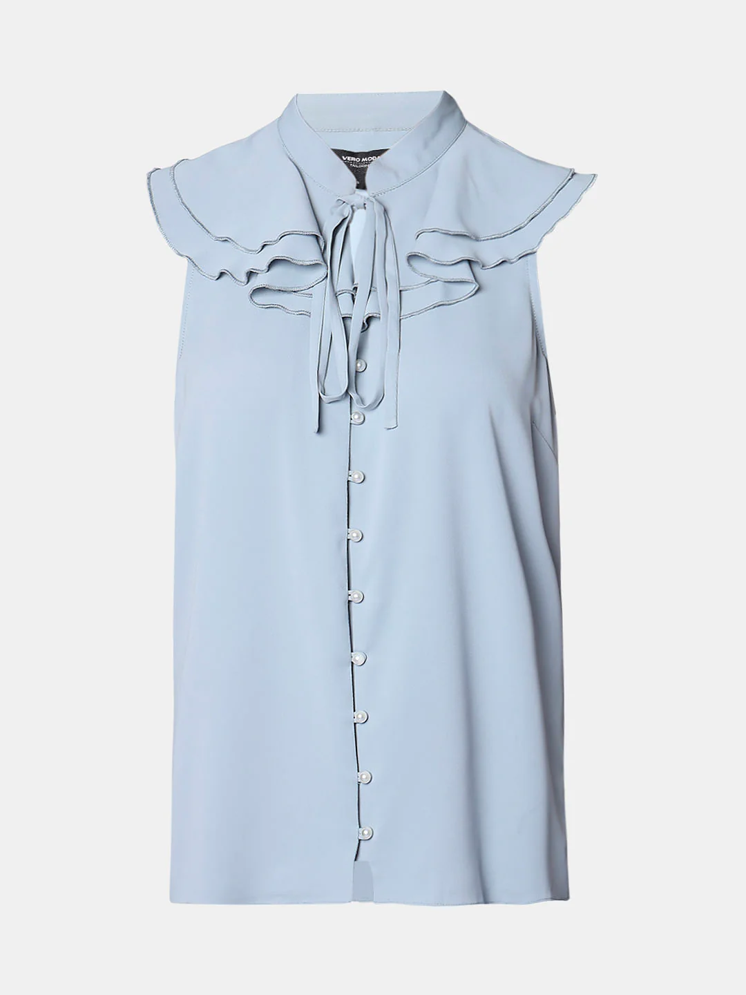 Light Blue Ruffle Neck Top - Image 7