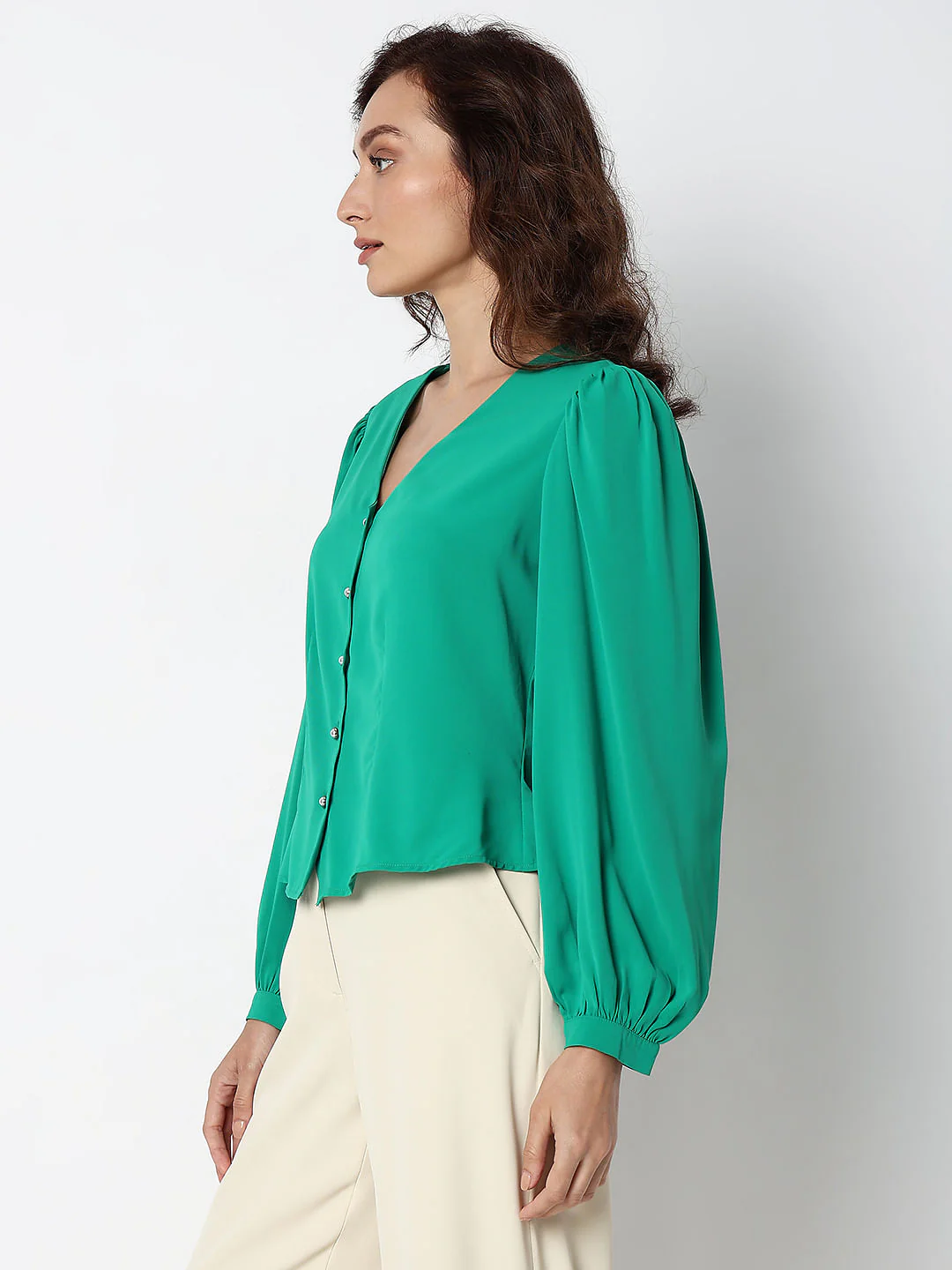 Green V-Neck Top - Image 3