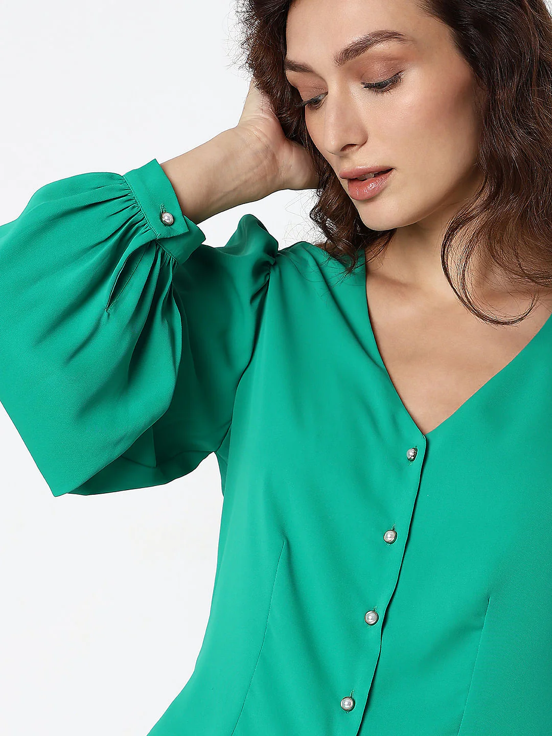 Green V-Neck Top - Image 6