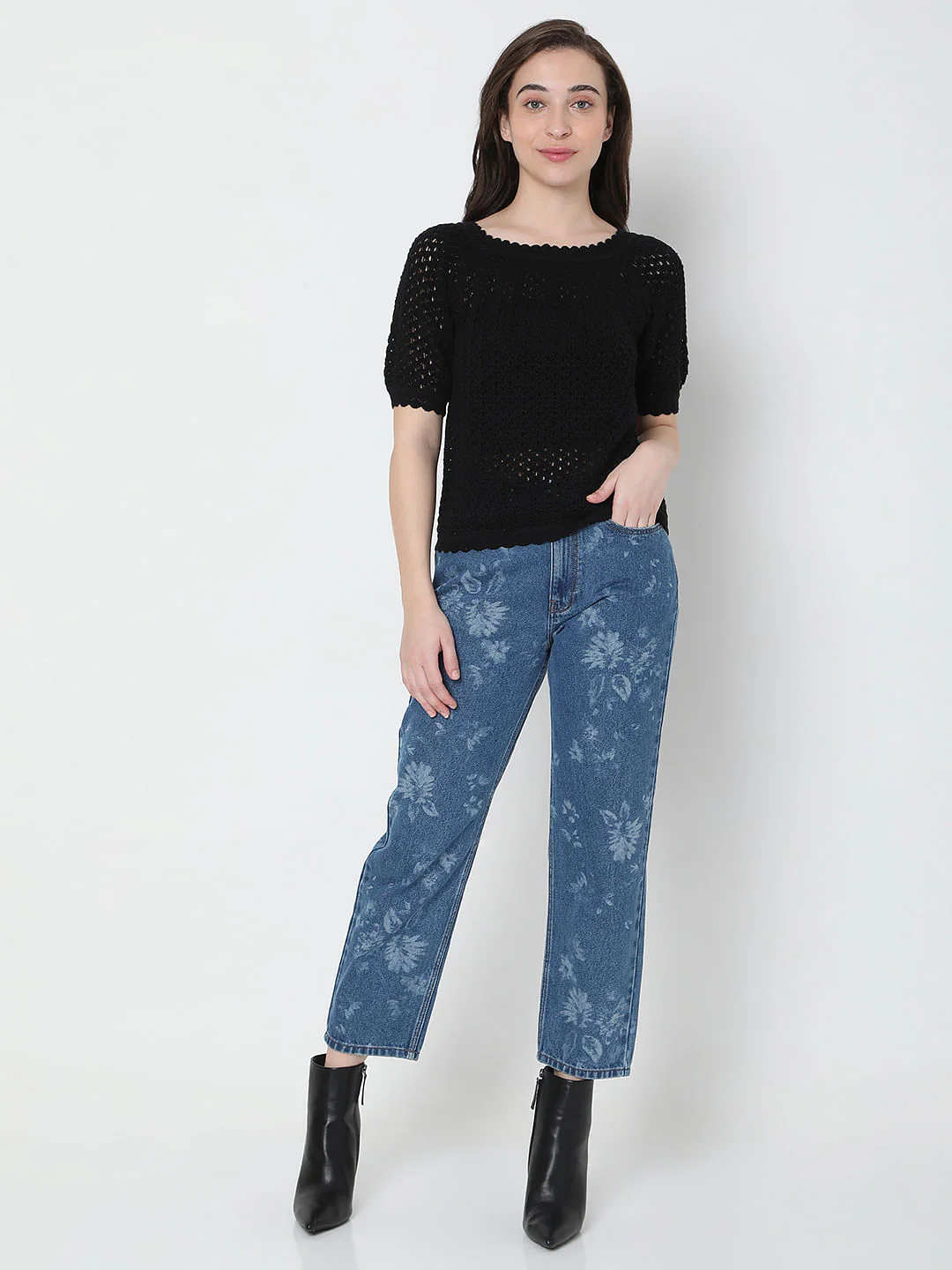 Black Schiffli Knit Top - Image 5