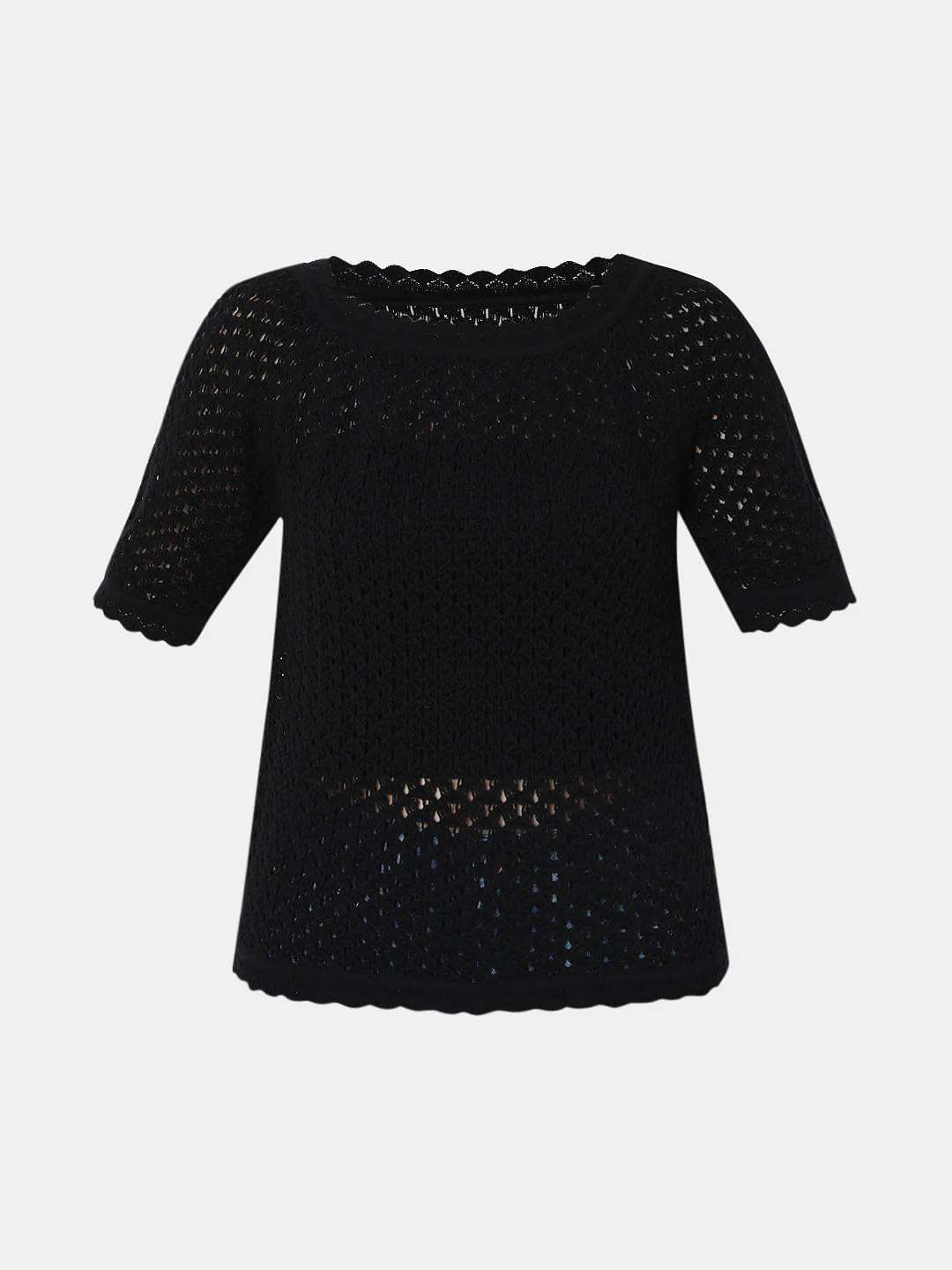 Black Schiffli Knit Top - Image 7