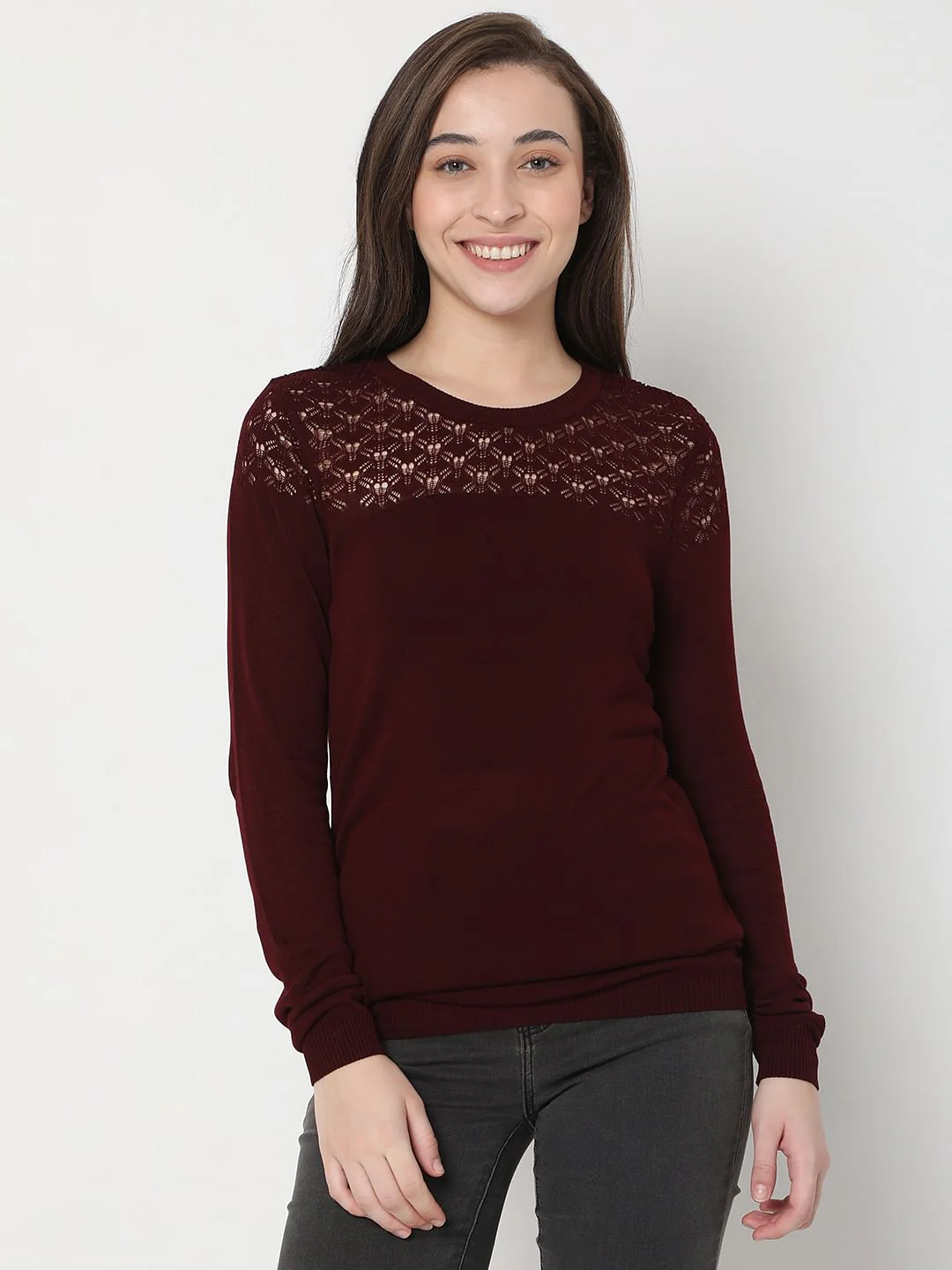 Maroon Cut-Out Sweater - Image 2