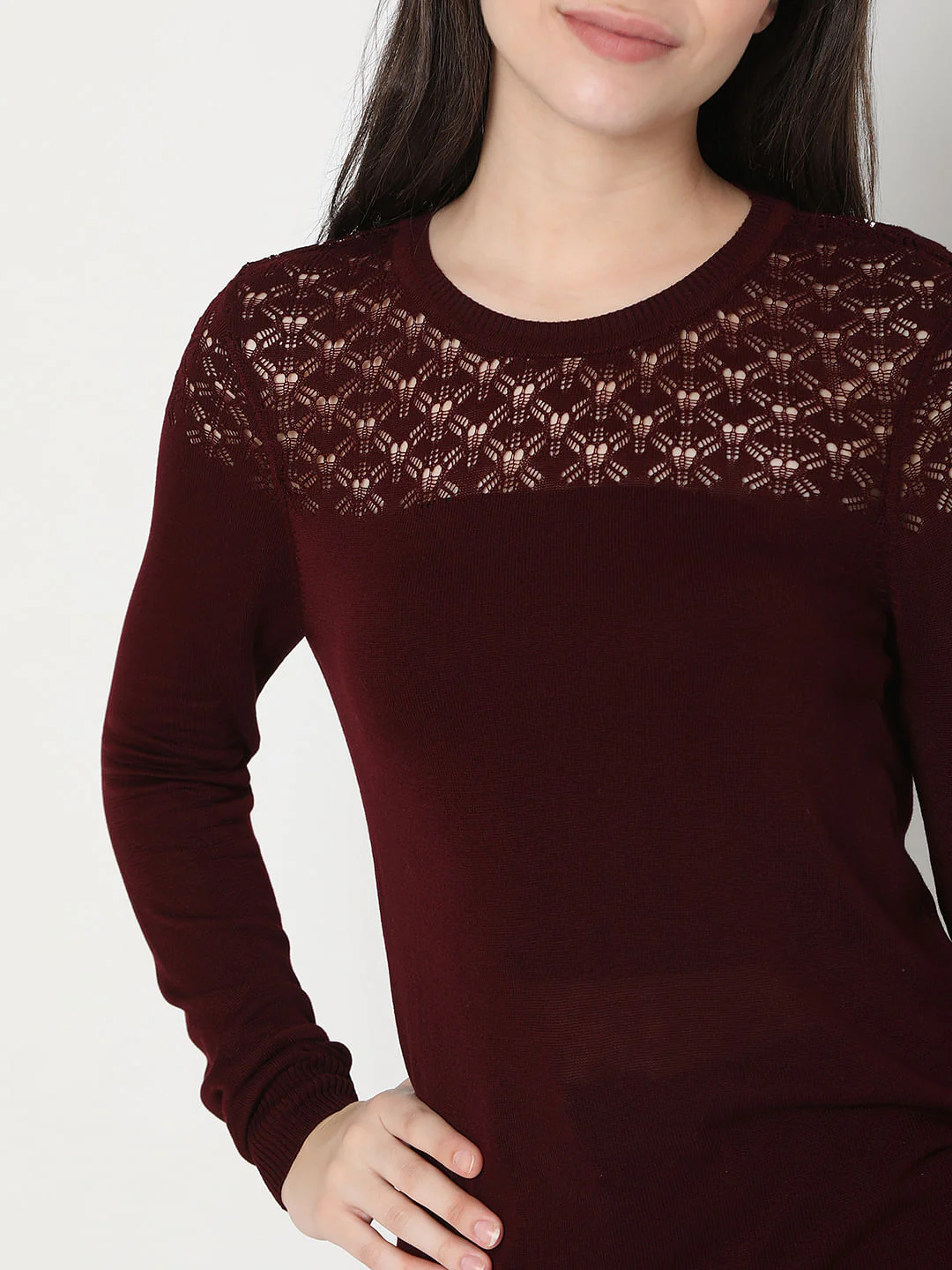 Maroon Cut-Out Sweater - Image 6
