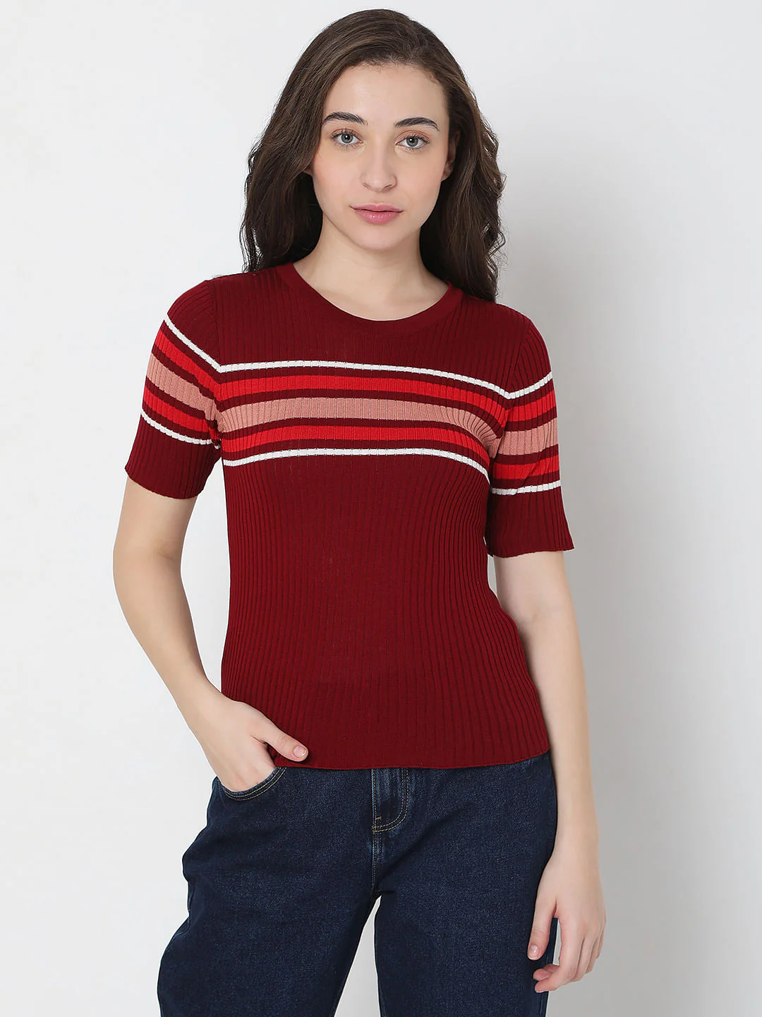 Red Ribbed Top - Image 2