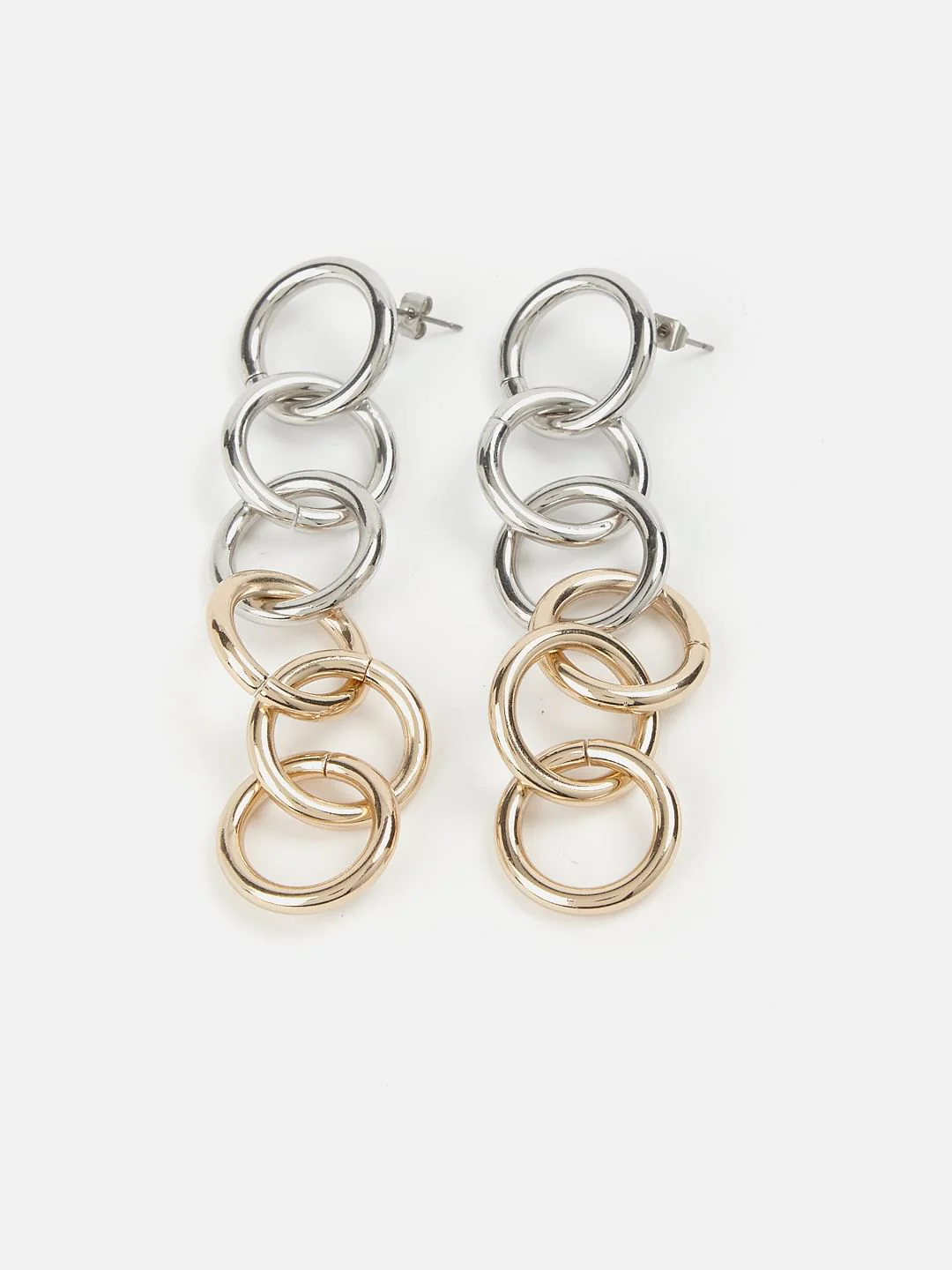 Gold & Silver Chain Earrings - Image 2