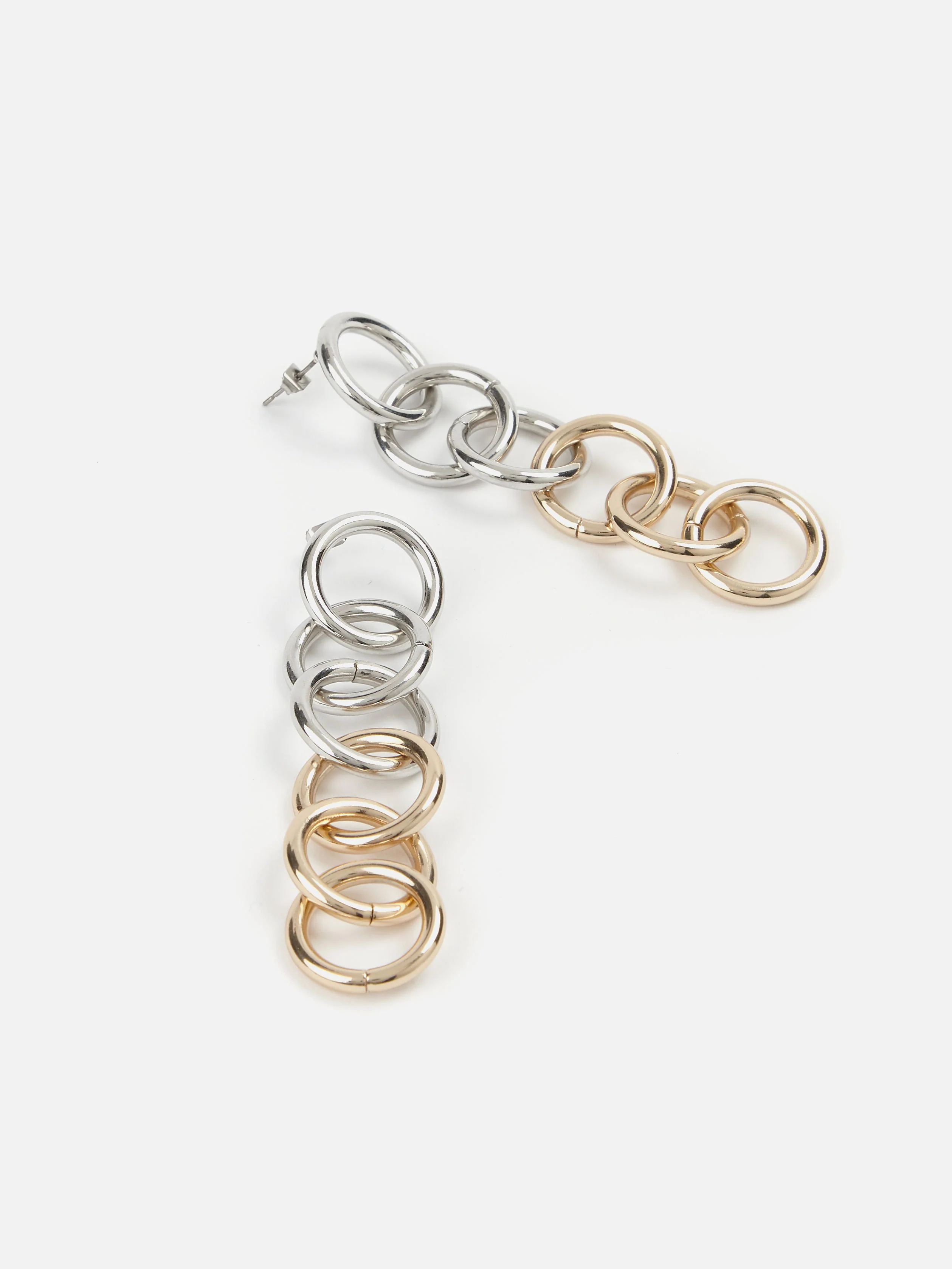 Gold & Silver Chain Earrings - Image 4