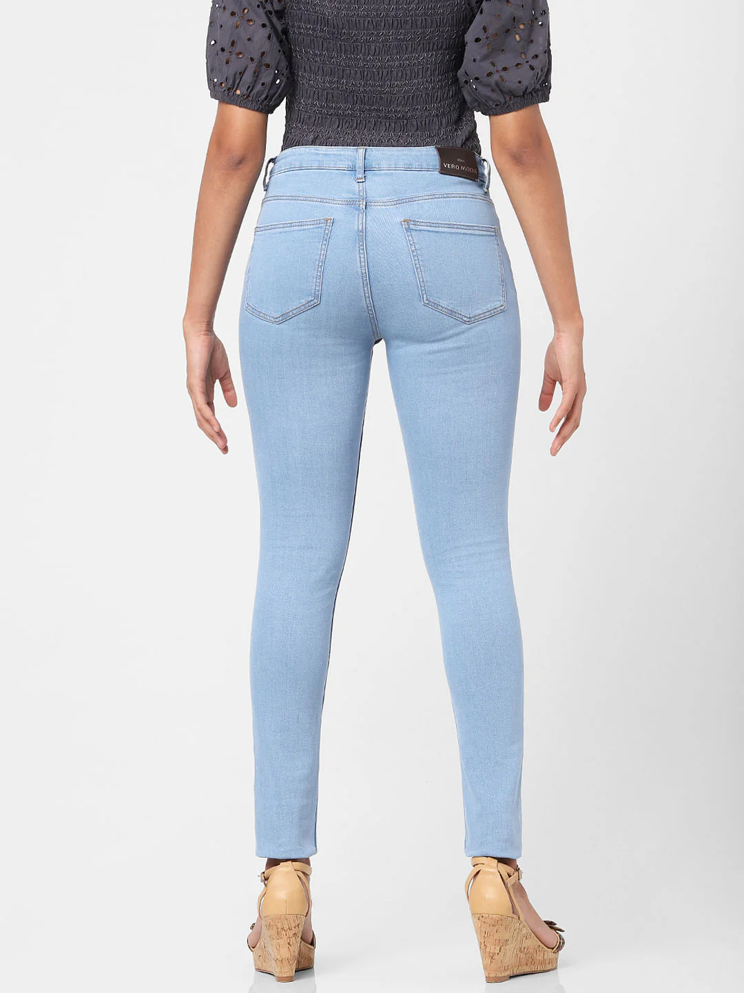 Light Blue Mid Rise Skinny Jeans - Image 3