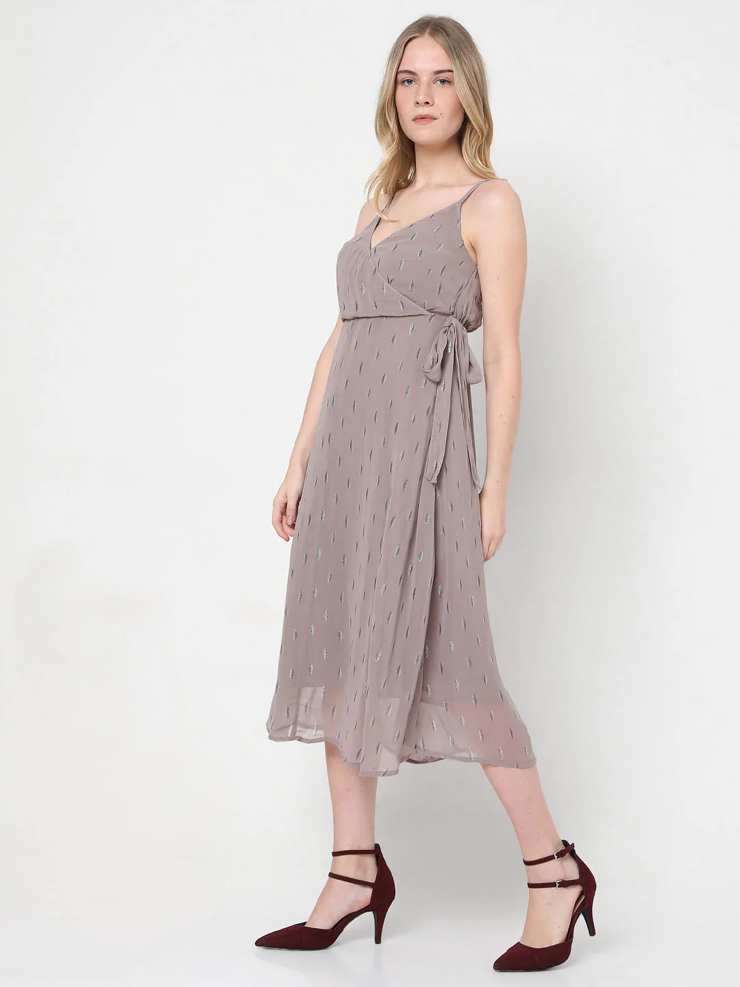 Greige Printed Midi Dress - Image 3