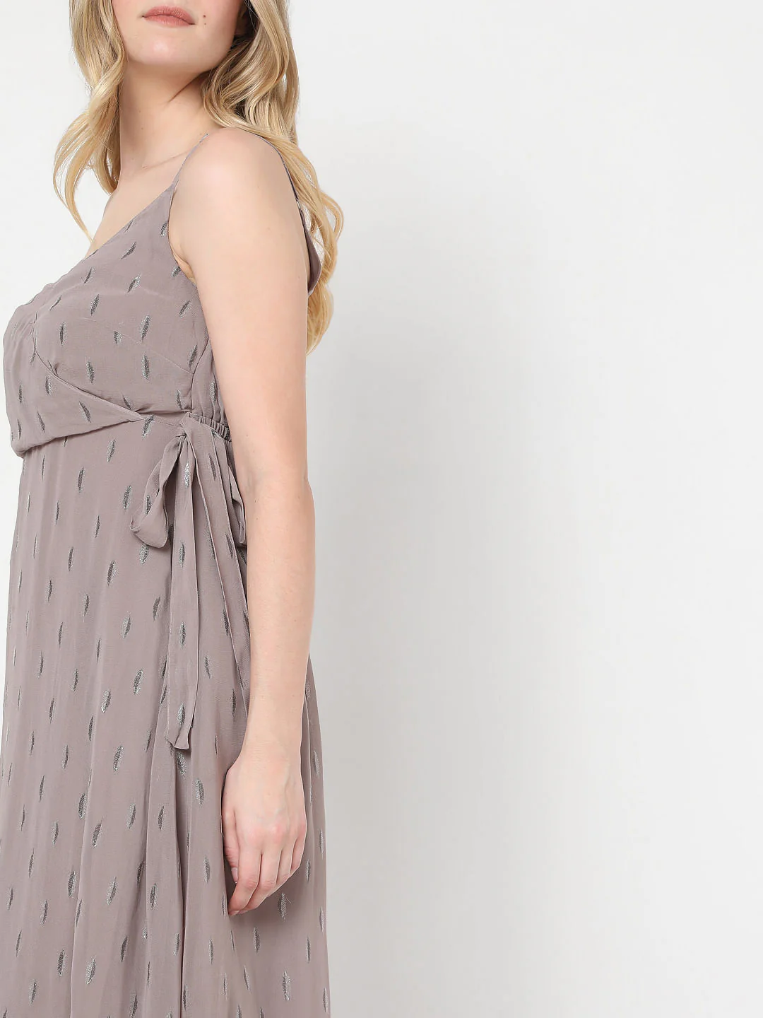 Greige Printed Midi Dress - Image 5