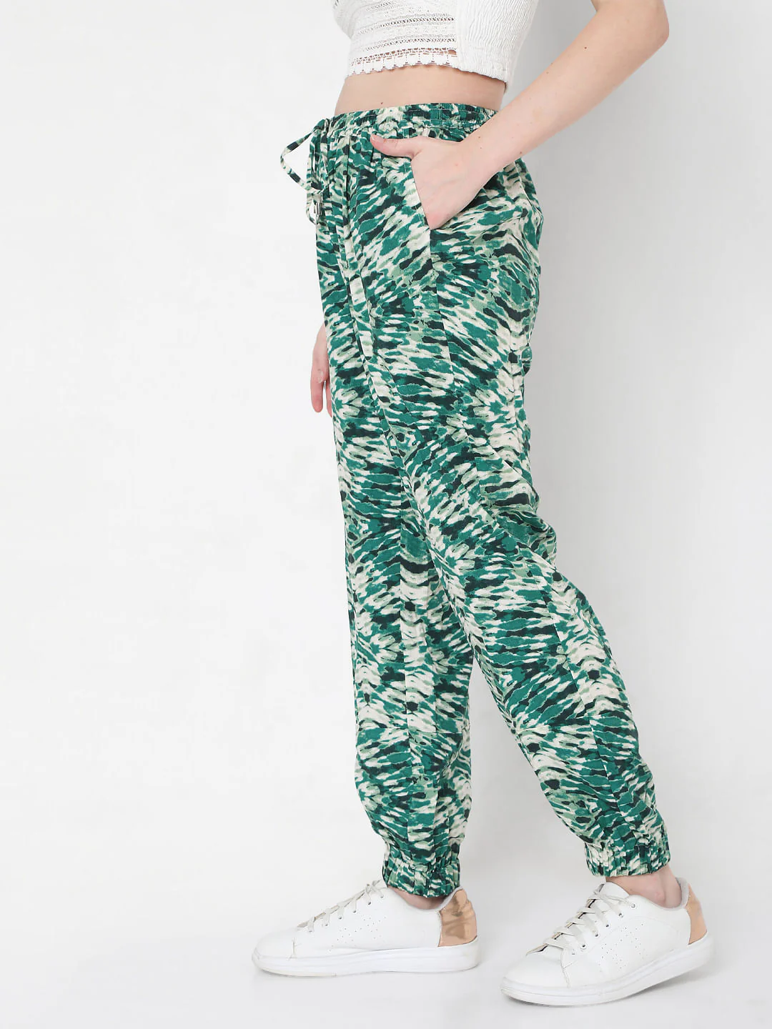 Green Abstract Print Co-Ord Set Pants - Image 3