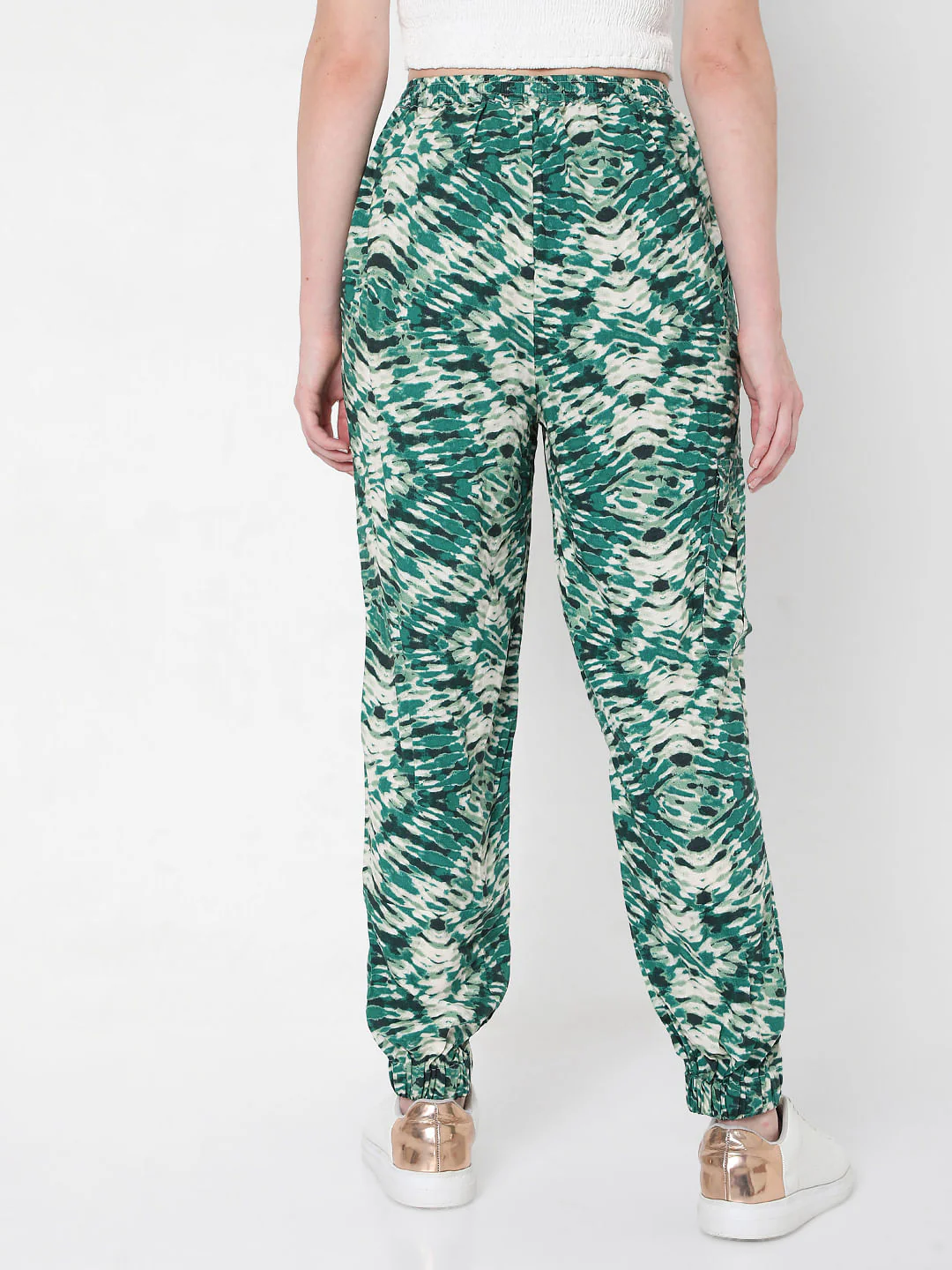 Green Abstract Print Co-Ord Set Pants - Image 4