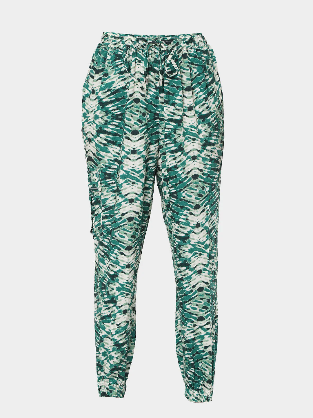 Green Abstract Print Co-Ord Set Pants - Image 7