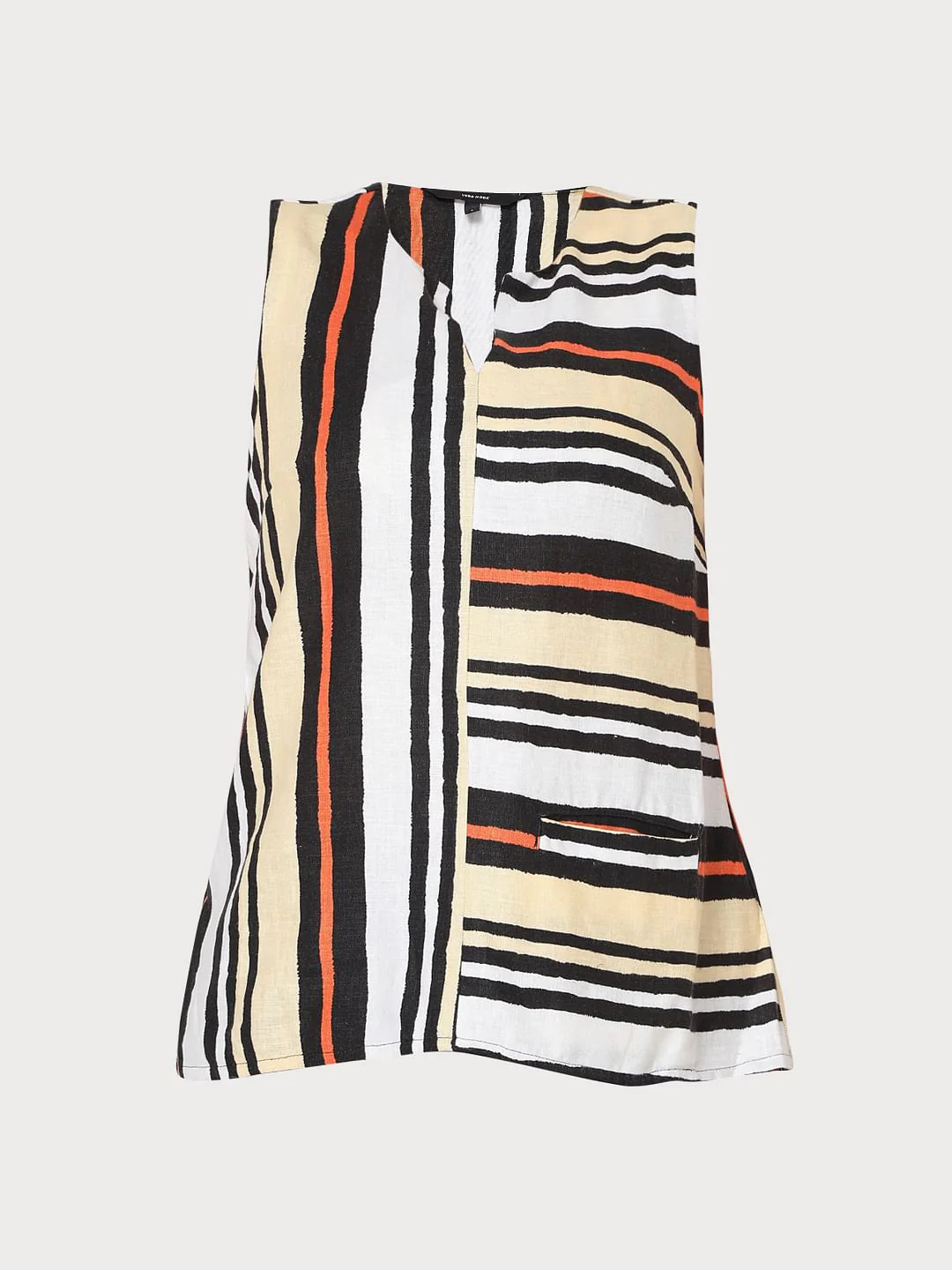 White Asymmetrical Striped Linen Top - Image 7