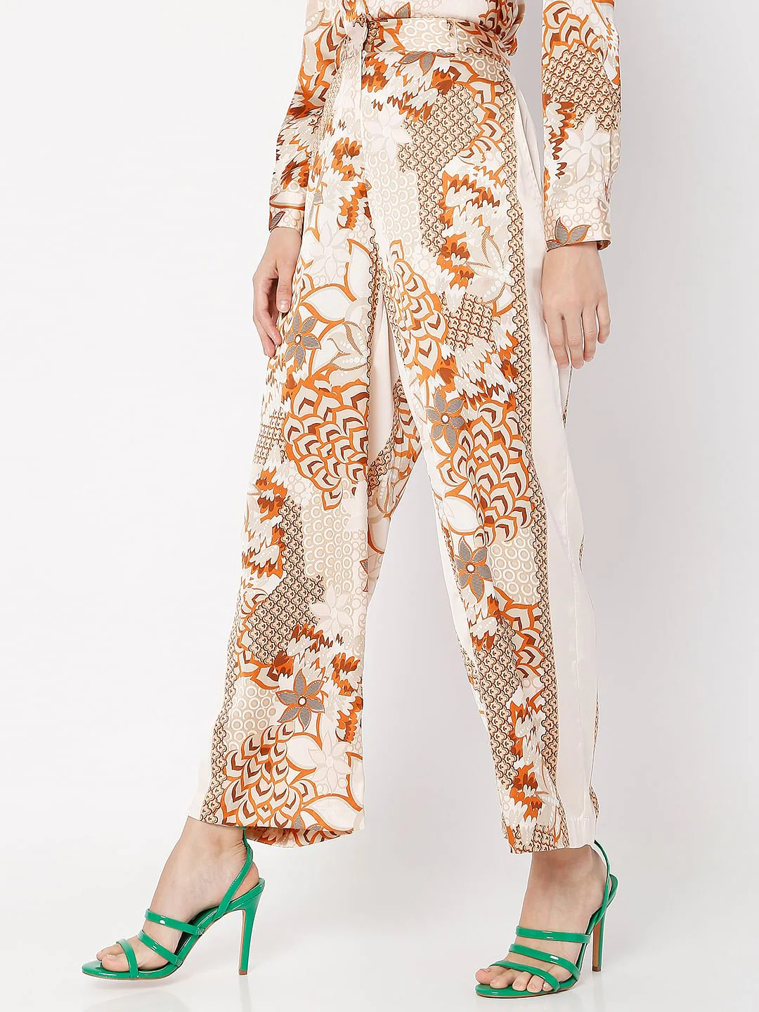 Light Pink High Rise Printed Co-Ord Pants - Image 3