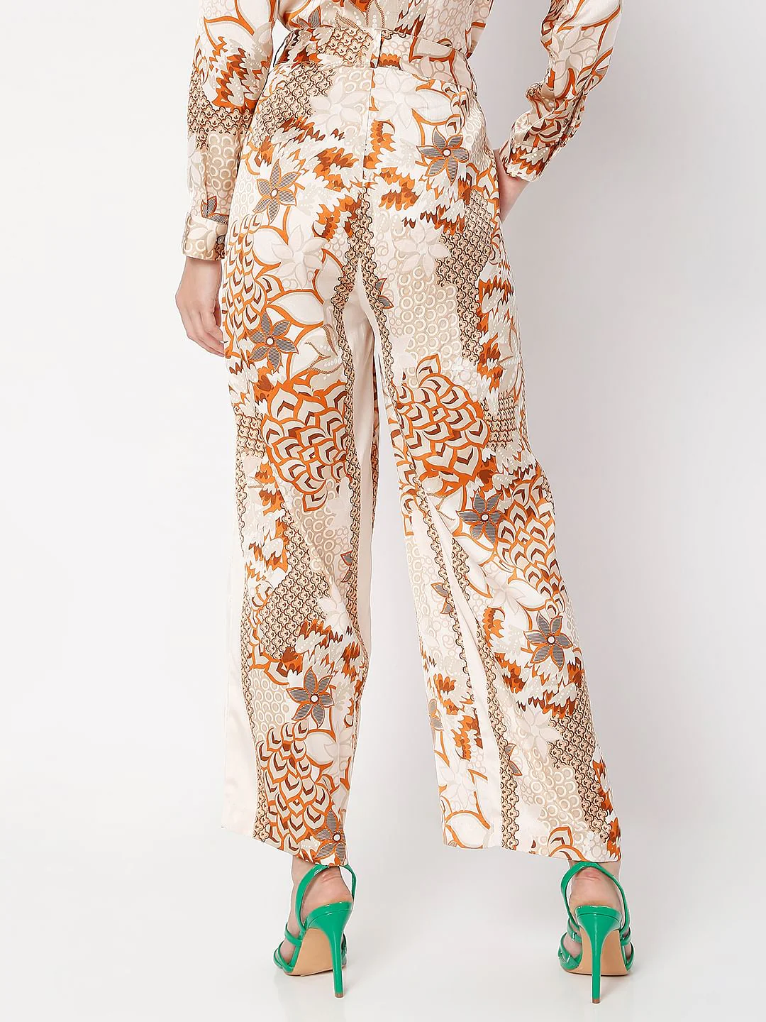 Light Pink High Rise Printed Co-Ord Pants - Image 4