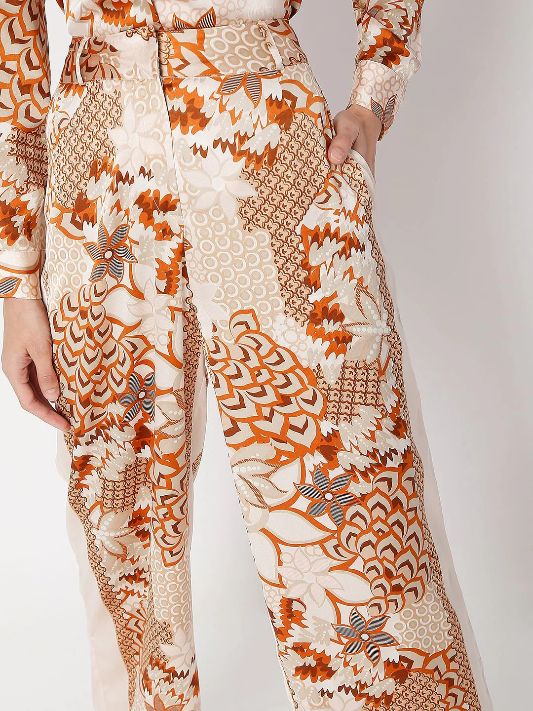 Light Pink High Rise Printed Co-Ord Pants - Image 5