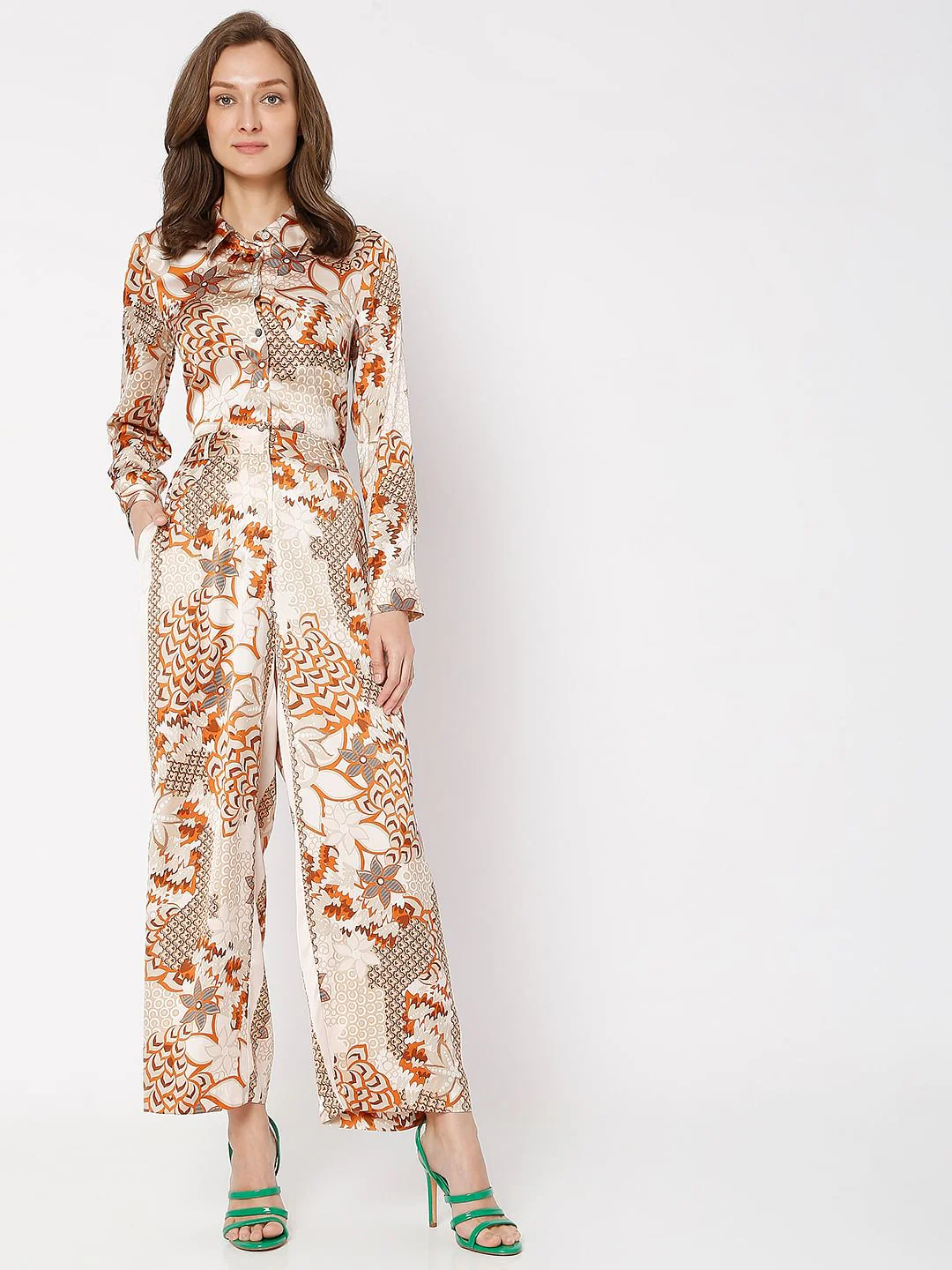 Light Pink High Rise Printed Co-Ord Pants - Image 6